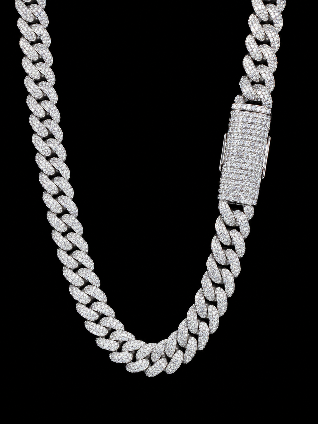17MM Moon Link Tri Row Raised Pointers™ Cuban Chain — FL-IF Certified Lab Moissanite | 925 Silver + 18K Vermeil Gold