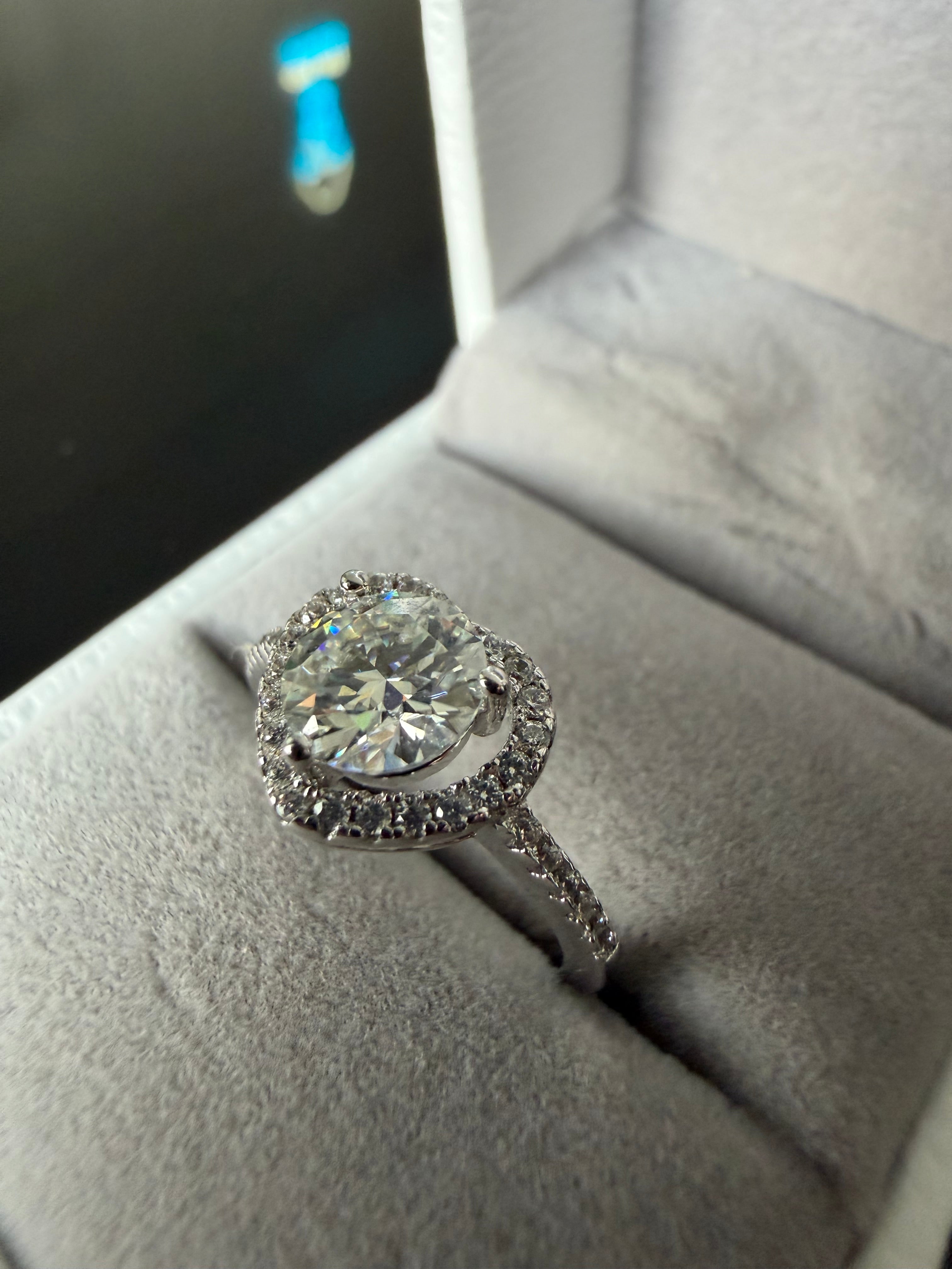 Gelati' Diamond Heart "Amore" Ring in 925 Sterling Silver & VVS1 D -color Lab Moissanite Diamonds