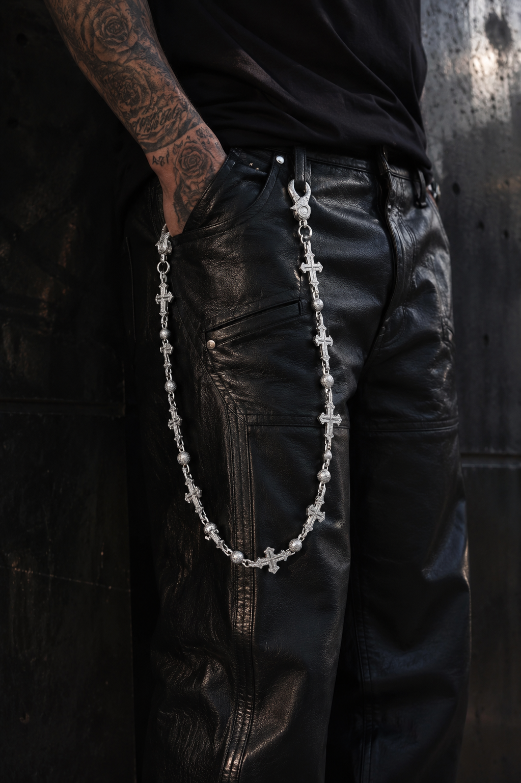 Fallen Cross Beads Keychain – Titanium & 14K Vermeil