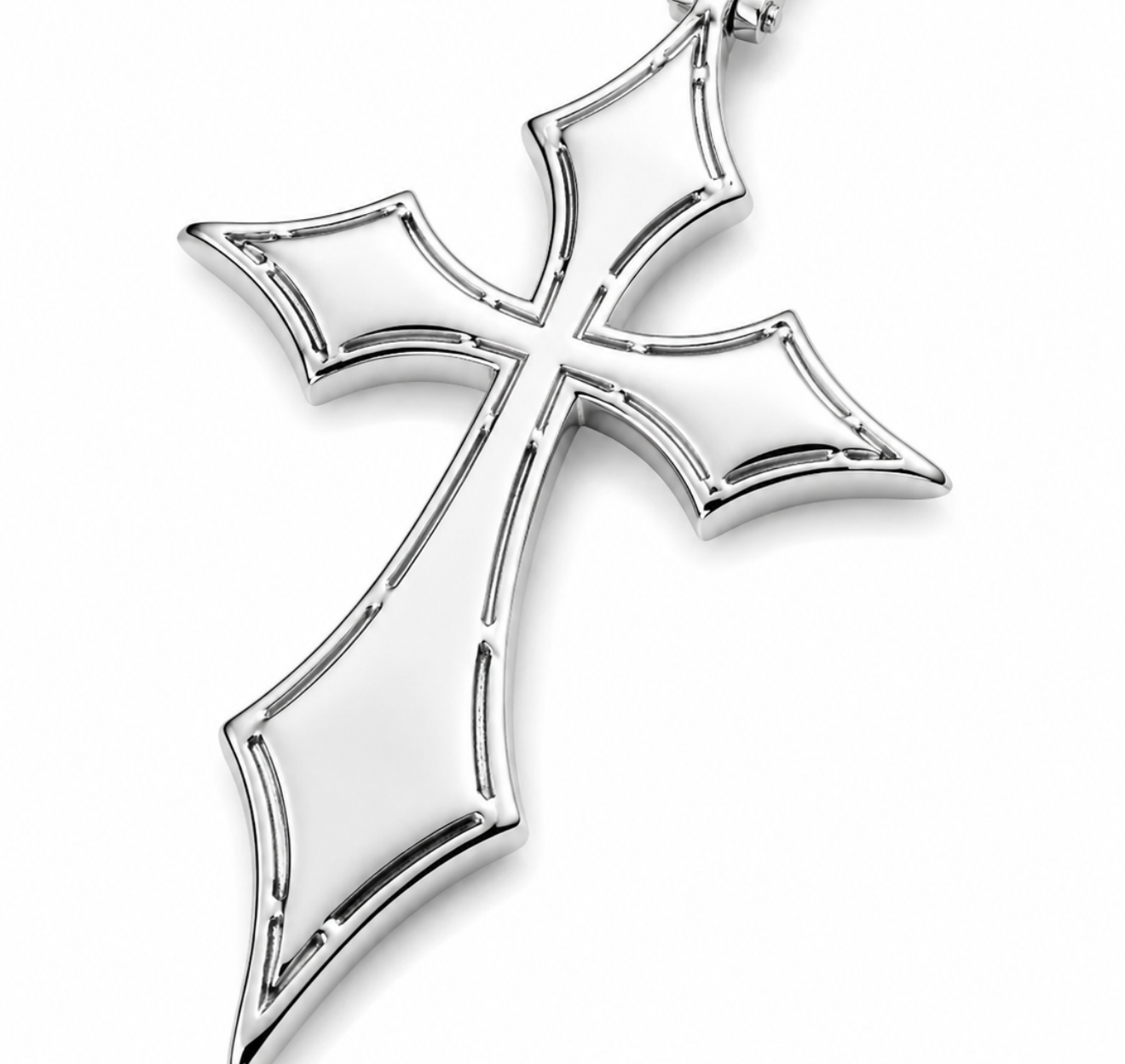 INFINITY CRUCIFIX PENDANT – IF-FL MOISSANITE, 925 SILVER & 18K VERMEIL