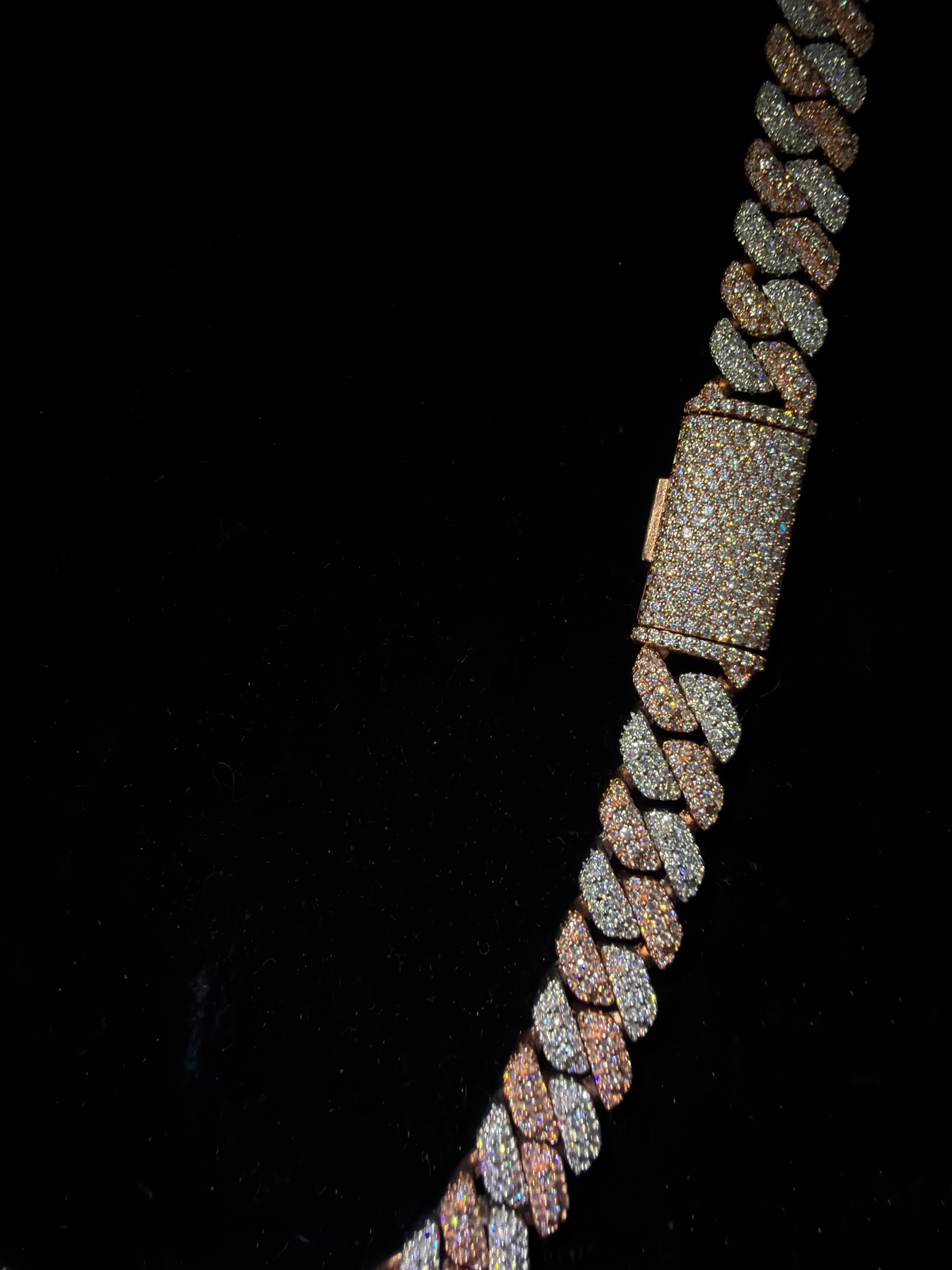GELATI Miami Link Mosaic |Tri Row Diamond Necklace – 3EX FL-IF Moissanite, 925 Silver & 18K Vermeil