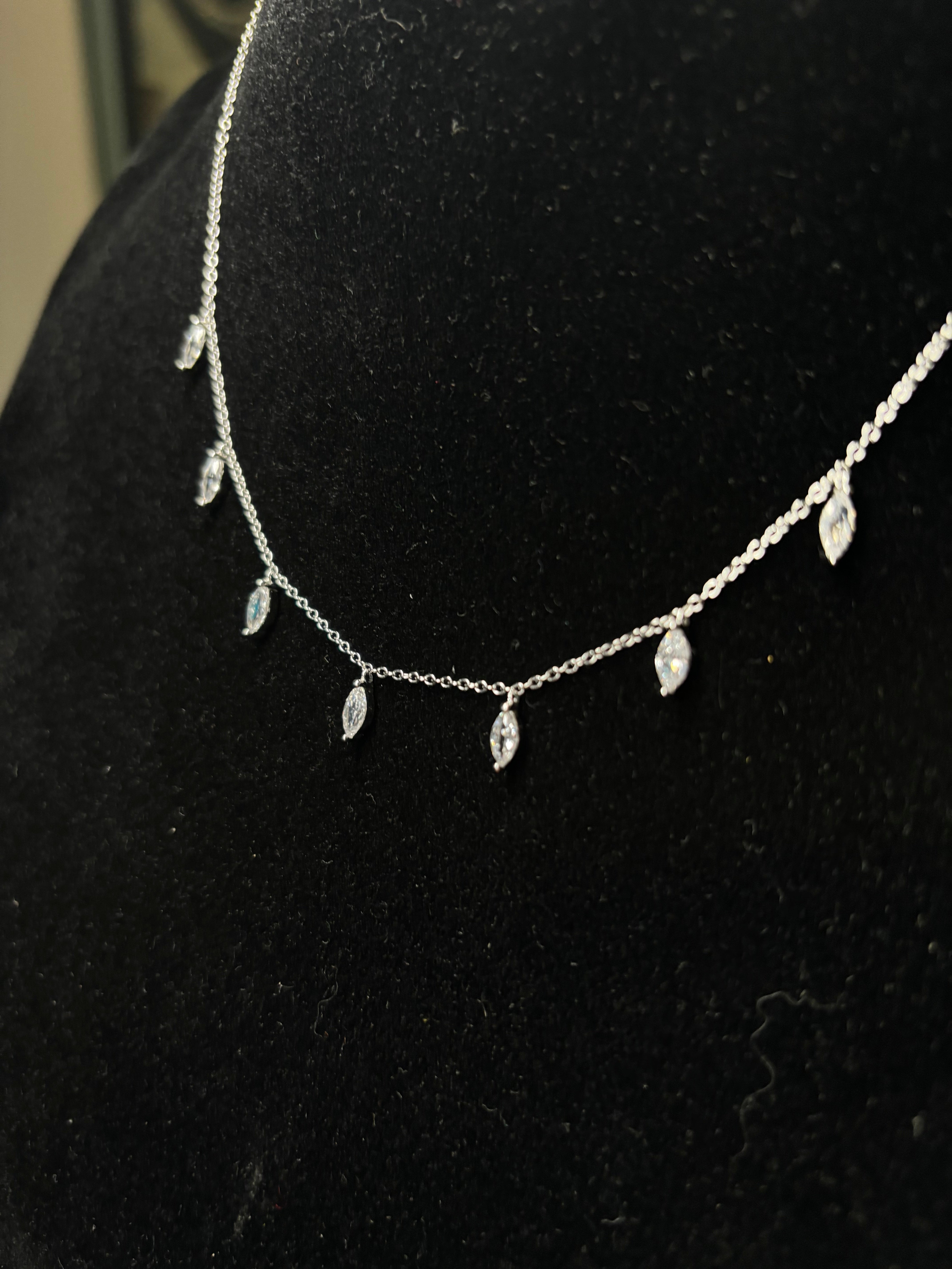 Gelati's Diamond 1 Ctw DVVS1 Lab Moissanite Marquise Droptear Necklace in solid 925 Sterling Silver & 14k Vermeil Gold