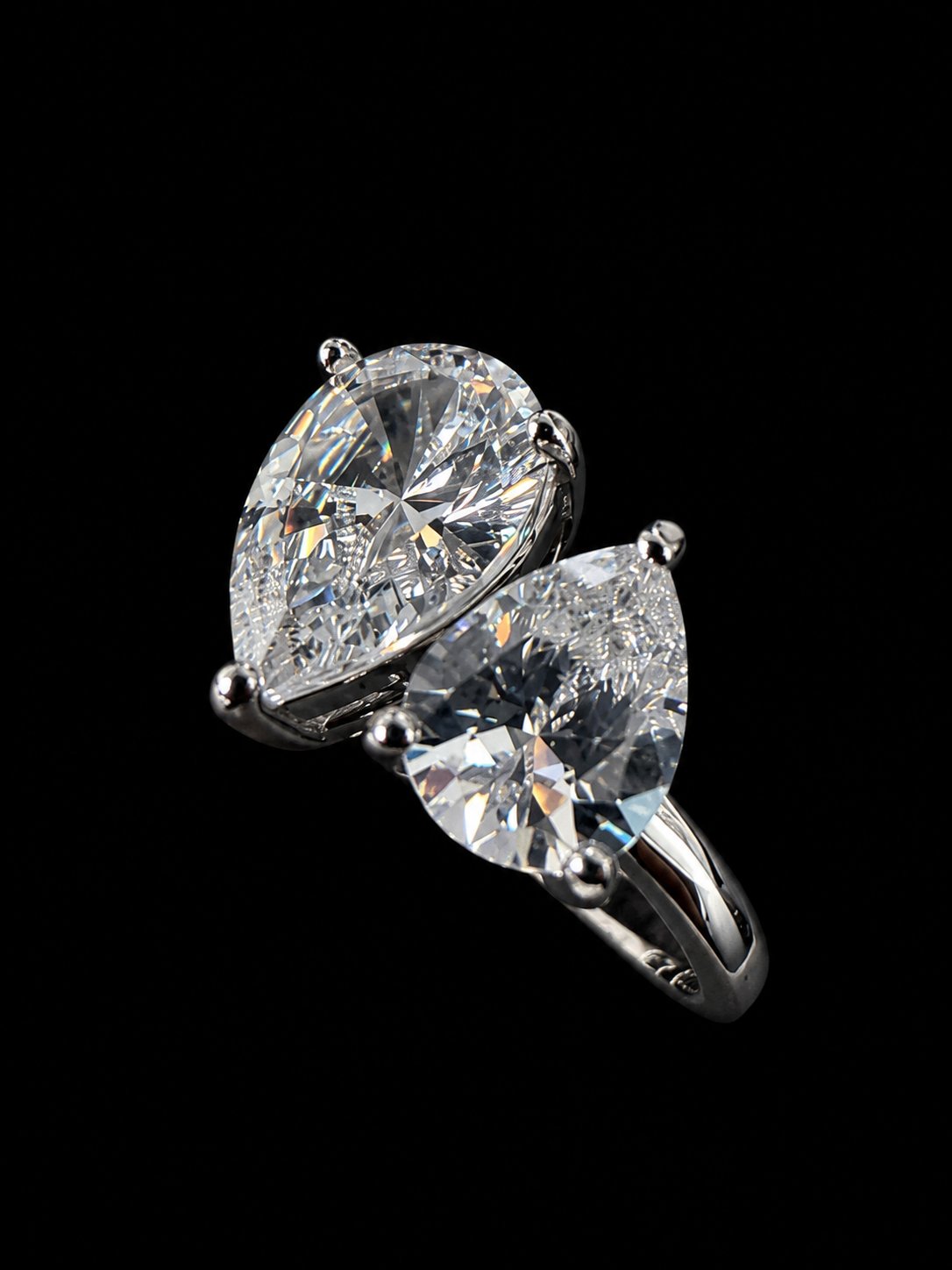 Mixed Baguette & Pear Cut 3Ct Eternity Ring 925 Silver - 18k White Gold Vermeil | FL-IF Moissanite