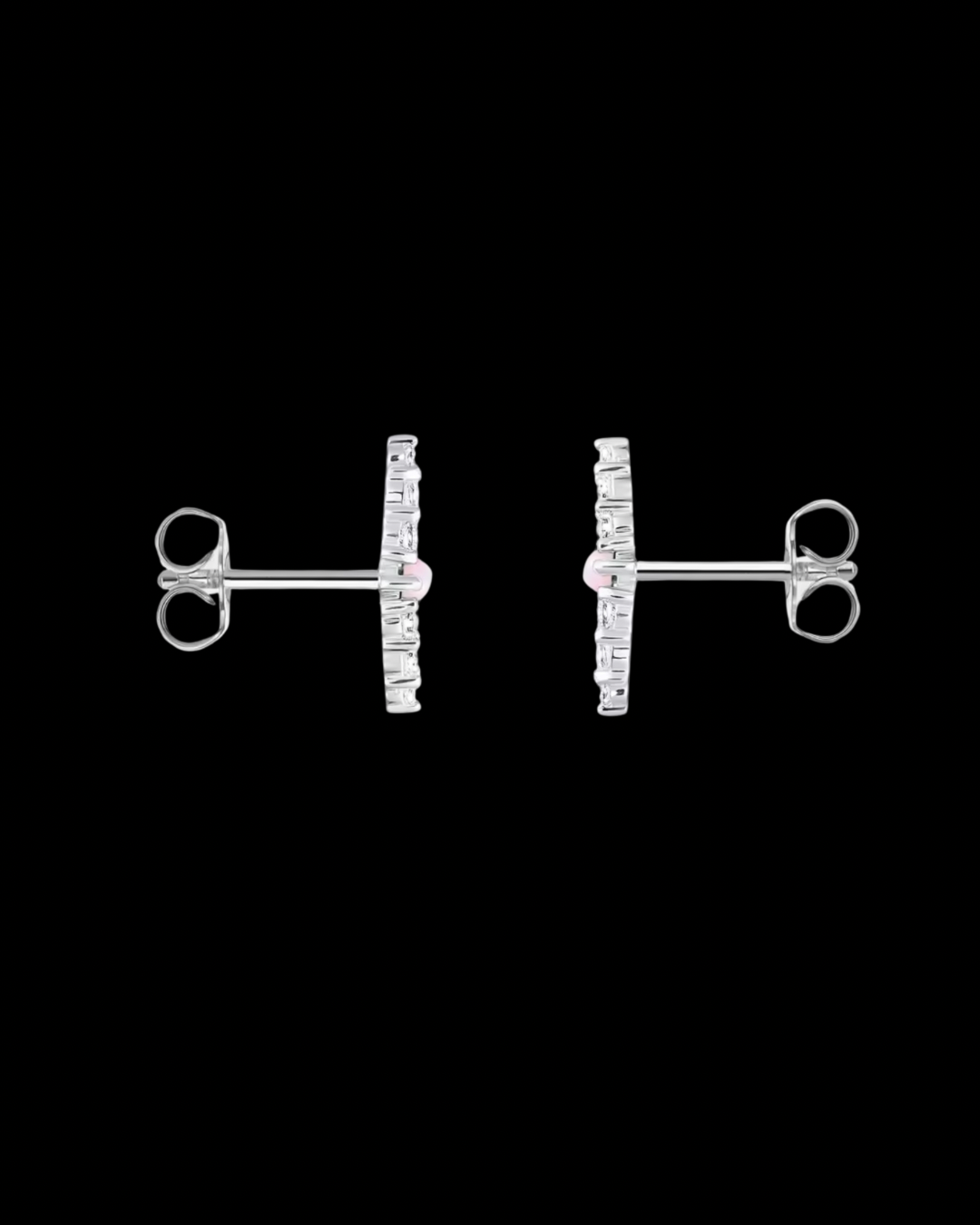 Gelati' Pearl & Moon Shape  VVS1 Moissanite Diamond Earrings in 925 Silver