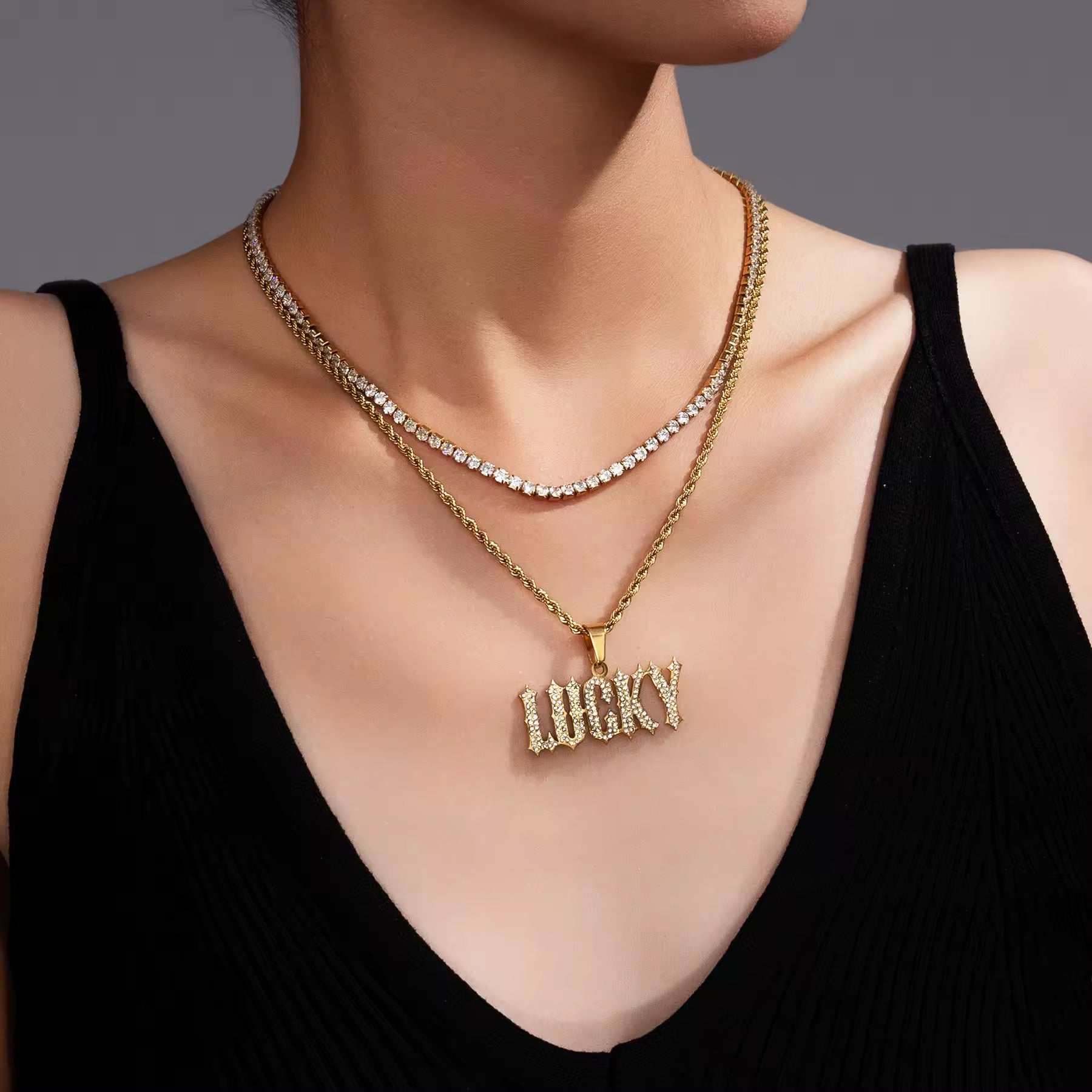 Gelati Custom Lucido Diamond Pendant in Solid Titanium & 18k Vermeil Gold + Free 925 Silver Rope Chain