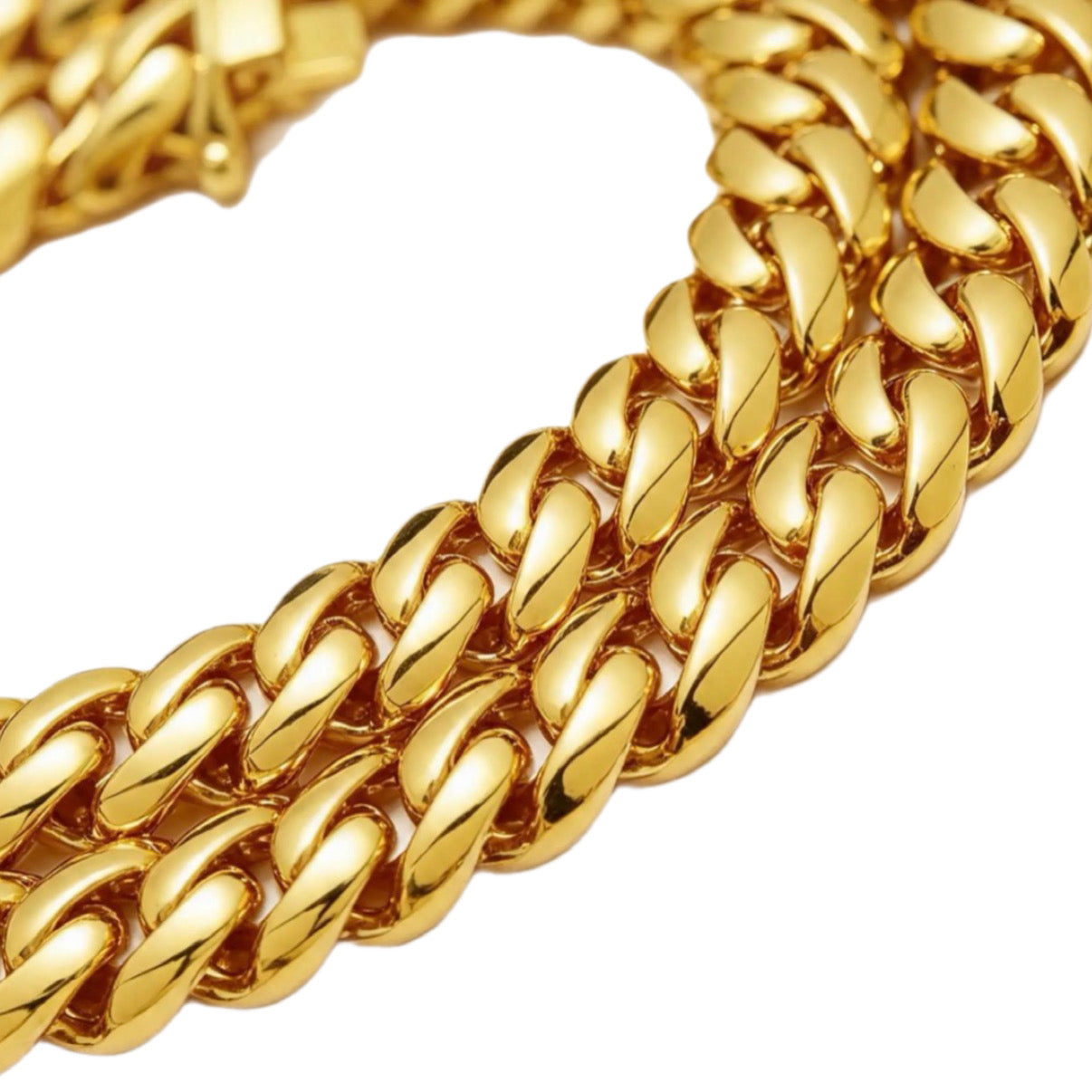 Gelati Plain Lobster Lock 18k Vermeil Gold & Steel Miami Curb Cuban Chain