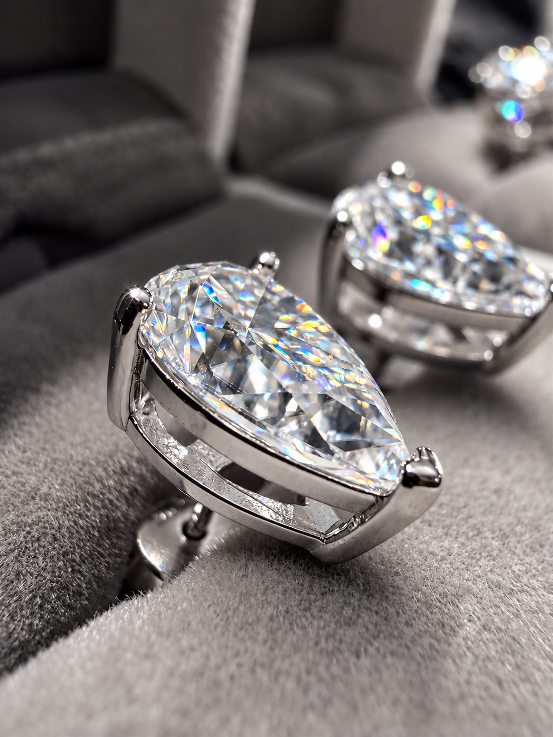 Gelati Bespoke ANGELIC PEAR CUT DIAMOND EARRINGS 
FL-IF | Flawless Lab Moissanite D-Color 3EX Cut | 925 Sterling Silver | 18K Vermeil Gold