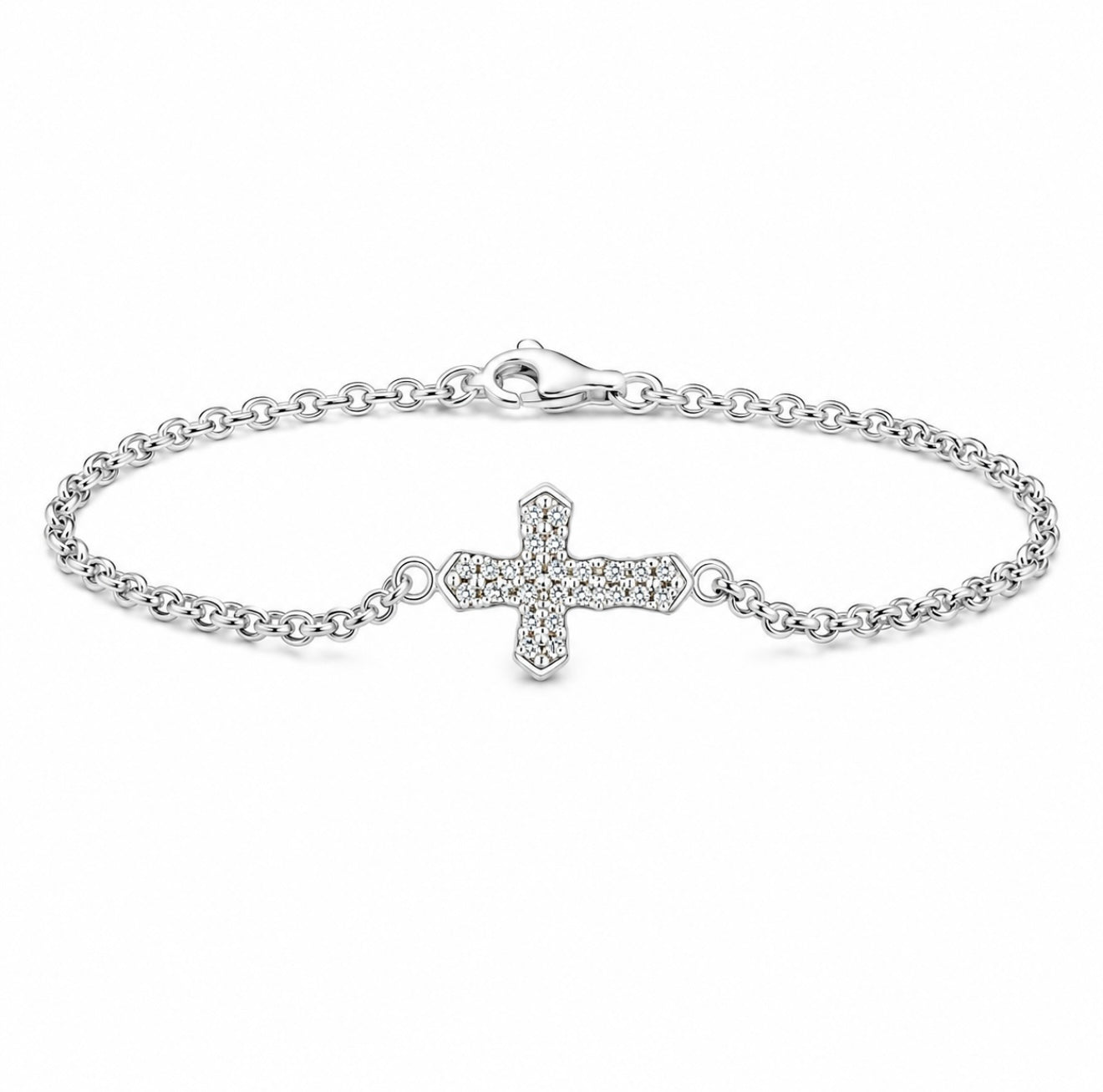 GELATI’S CROSS BRACELET IN VVS1 MOISSANITE & 925 STERLING SILVER