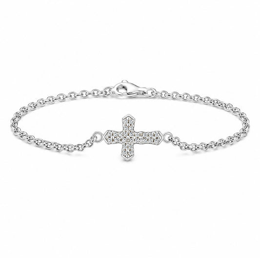 GELATI’S CROSS BRACELET IN VVS1 MOISSANITE & 925 STERLING SILVER
