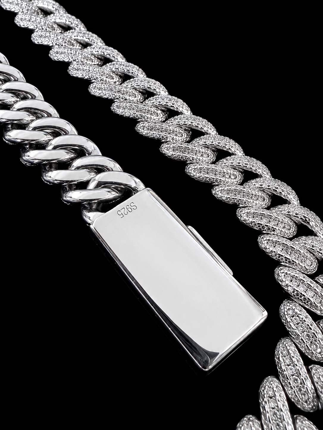 17MM Moon Link Cuban Bracelet -Tri Row Raised Pointers™ — FL-IF Certified Lab Moissanite | 925 Silver + 18K Vermeil Gold (Copy)