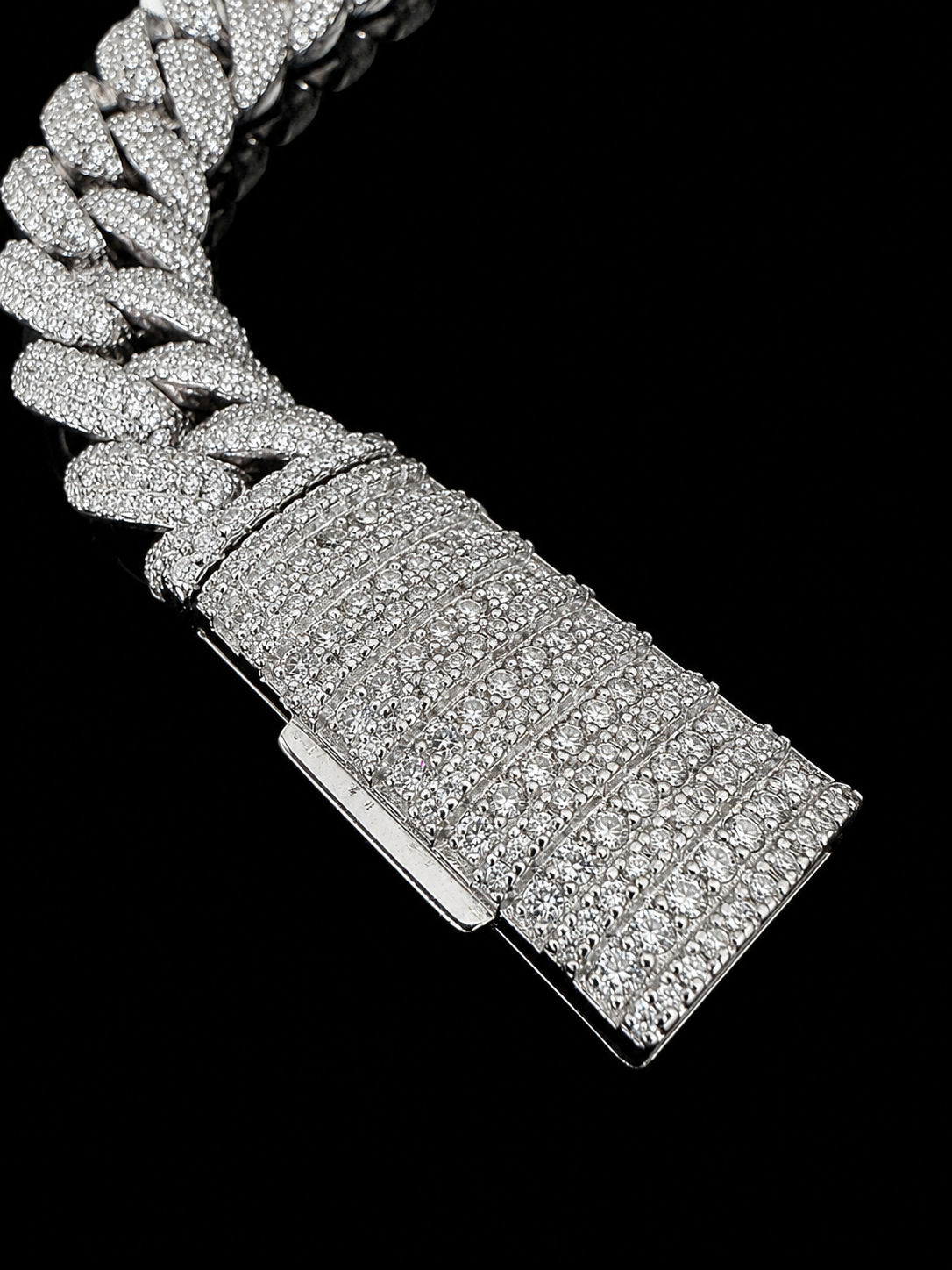 17MM Moon Link Cuban Bracelet -Tri Row Raised Pointers™ — FL-IF Certified Lab Moissanite | 925 Silver + 18K Vermeil Gold (Copy)