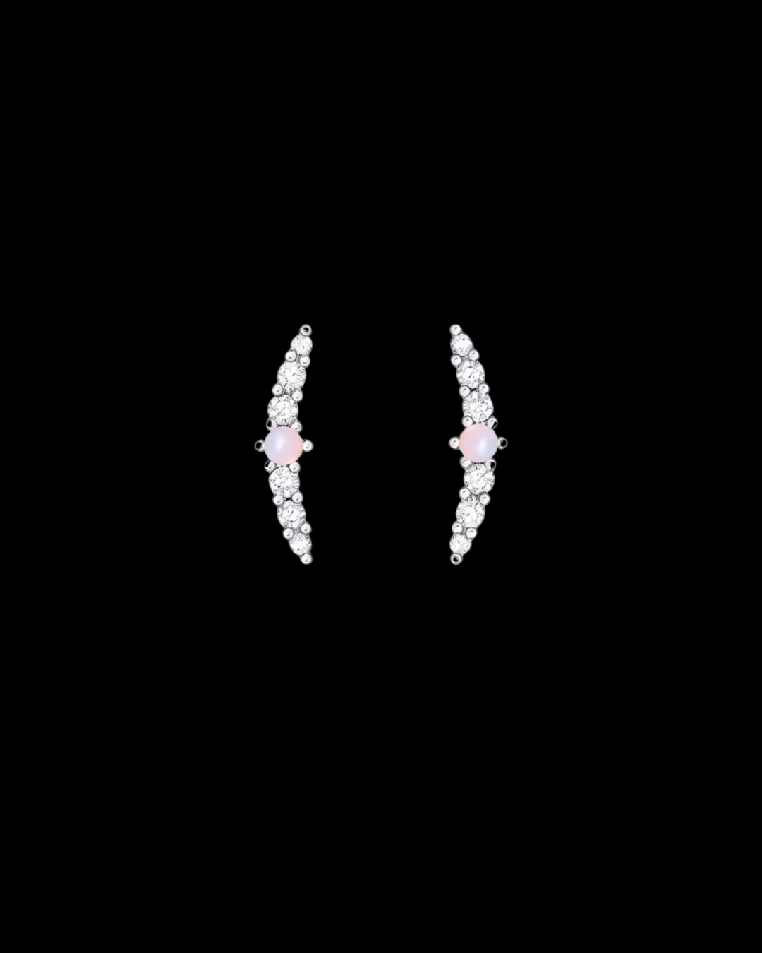 Gelati' Pearl & Moon Shape  VVS1 Moissanite Diamond Earrings in 925 Silver