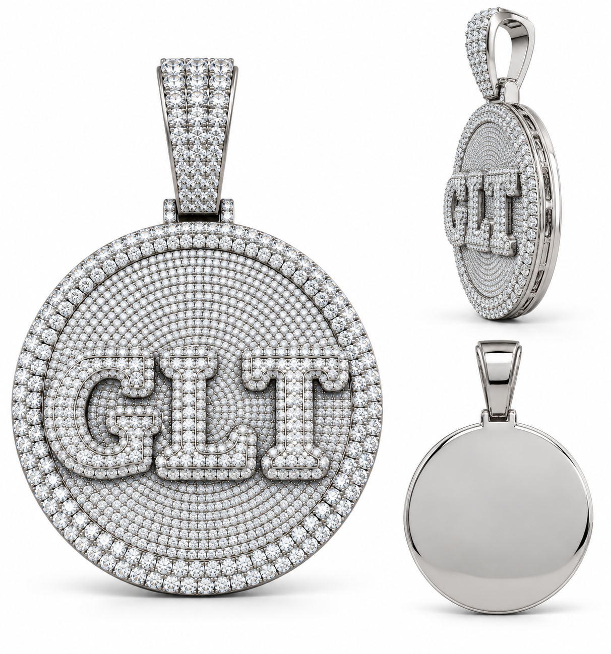 GELATI Custom Pavé Medallion Pendant | VS+ High Carbon Diamonds | 18K Vermeil Gold Inlay