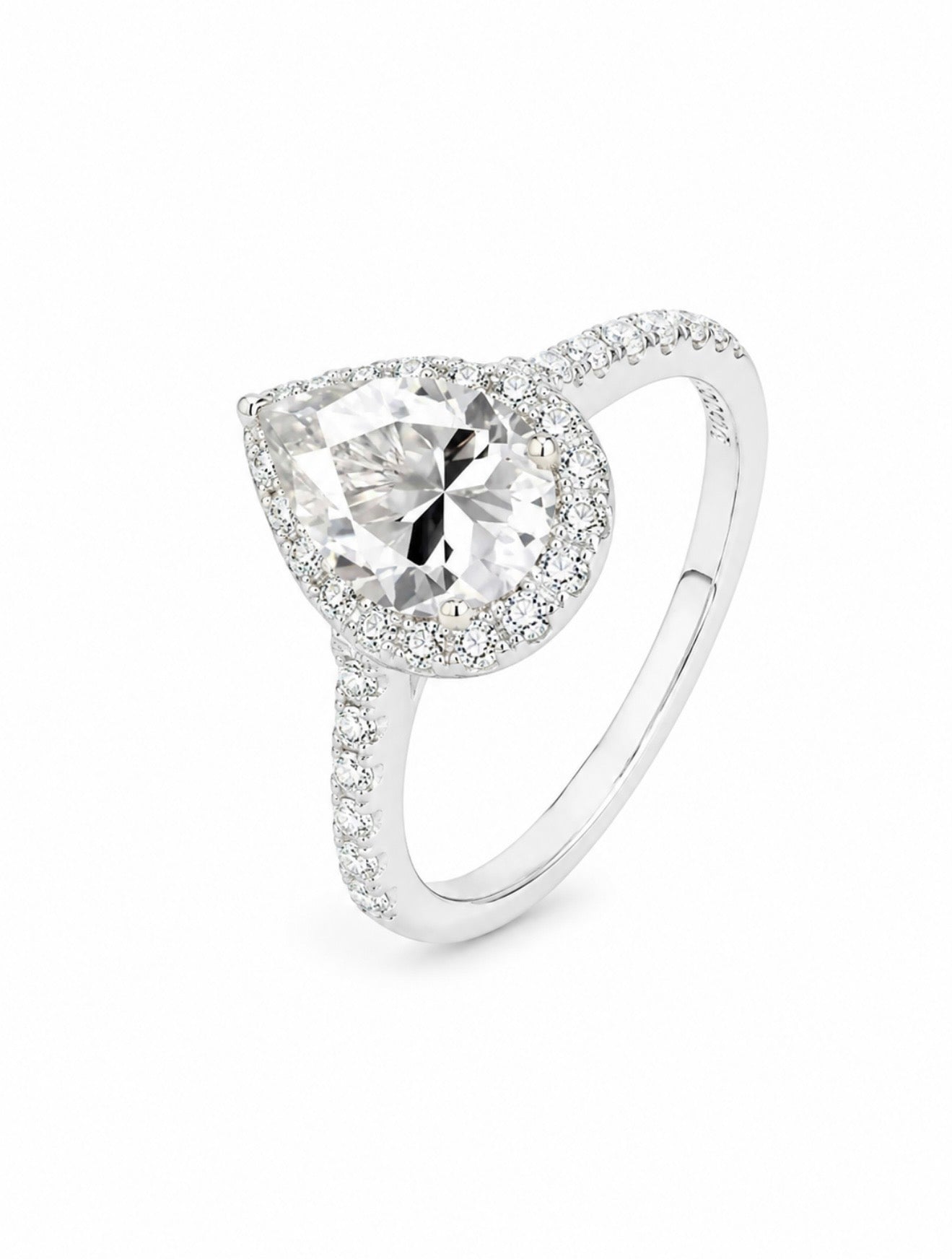 GELATI’S DROPTEAR VVS1 MOISSANITE DIAMOND RING IN STERLING 925 SILVER & VERMEIL GOLD INSERTS