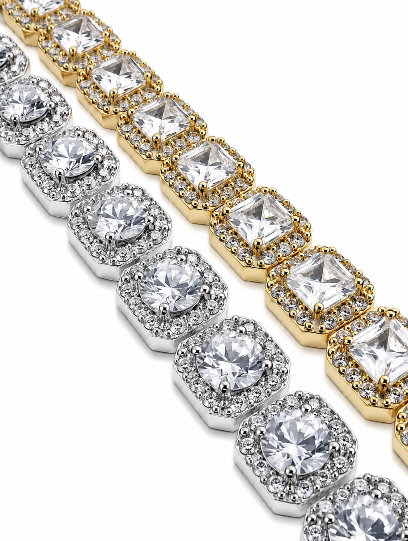 DIAMOND CLUSTER DIAMOND HYBRID TENNIS NECKLACE – TITANIUM & 18K VERMEIL