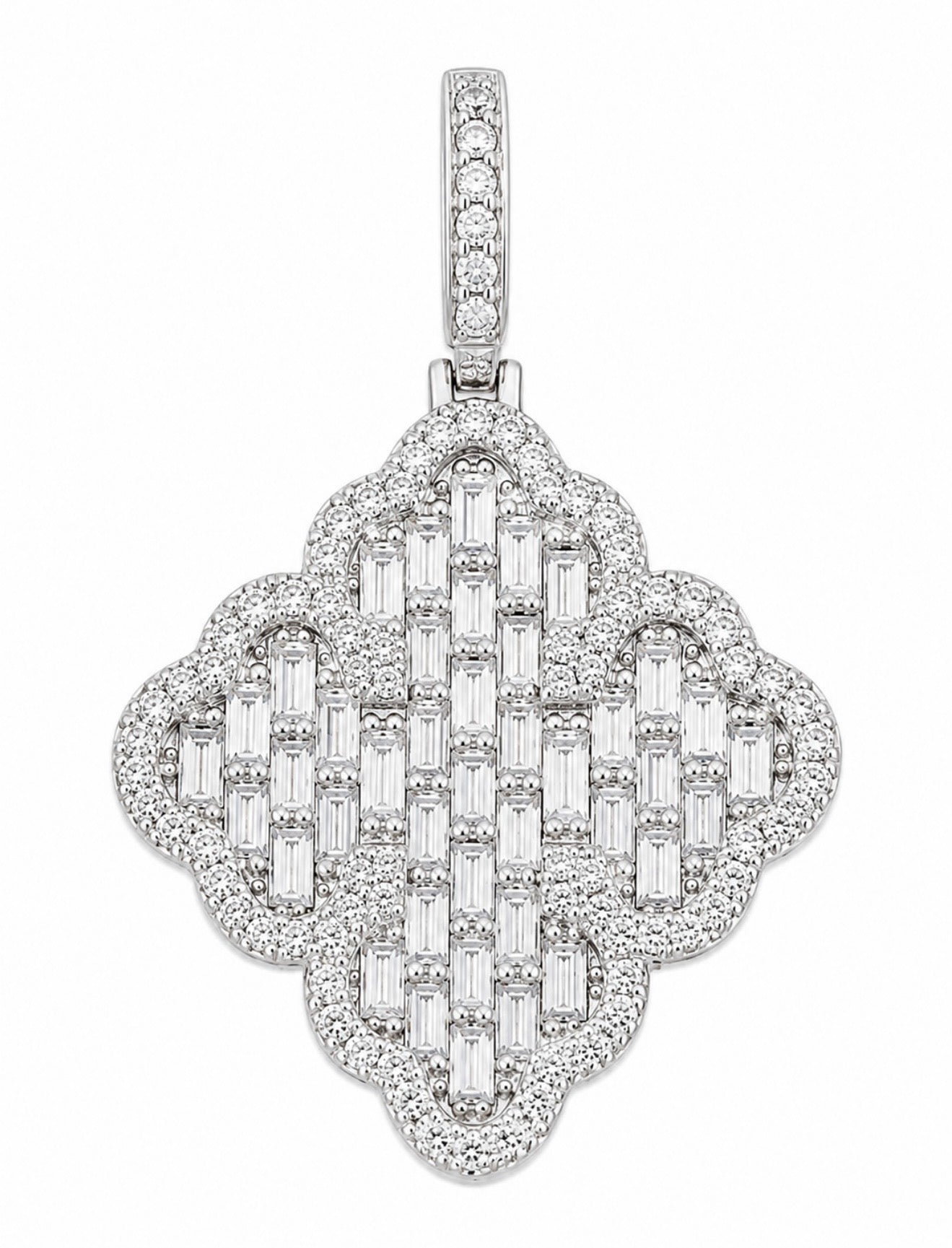CARBON BAGUETTE CLOVER PENDANT – TITANIUM & 18K VERMEIL GOLD