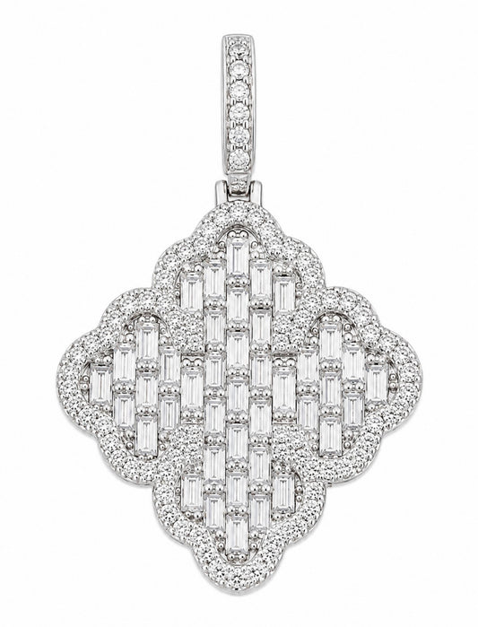 CARBON BAGUETTE CLOVER PENDANT – TITANIUM & 18K VERMEIL GOLD