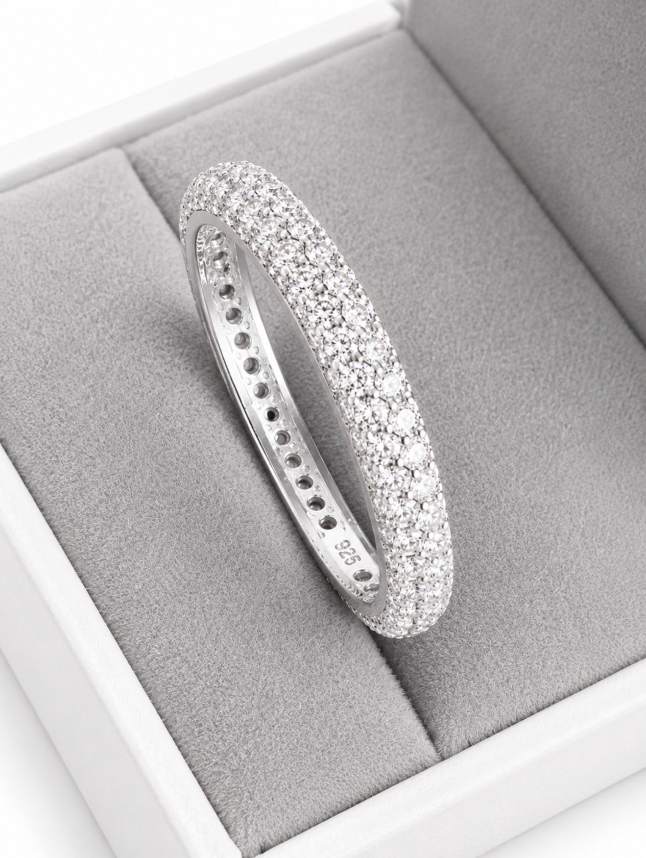 TWO-ROW DVVS1/CB MOISSANITE DIAMOND ETERNITY RING IN 925 STERLING SILVER & 18K VERMEIL GOLD