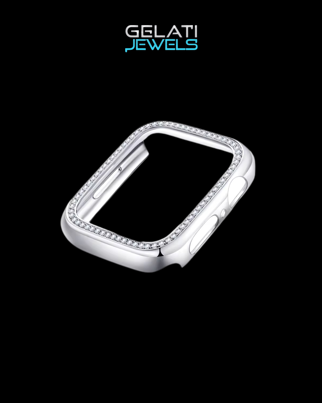 Gelatis's VVS1 Moissanite Custom Apple Watch Solid Titanium Case with 18k Vermeil Gold Accents