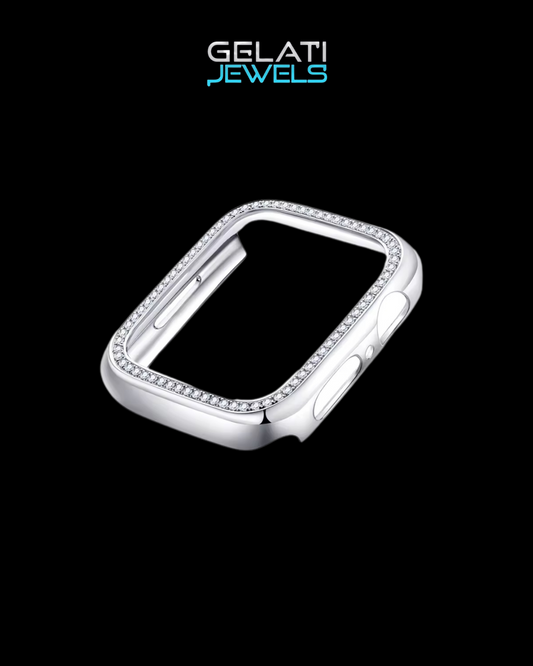 Gelatis's VVS1 Moissanite Custom Apple Watch Solid Titanium Case with 18k Vermeil Gold Accents