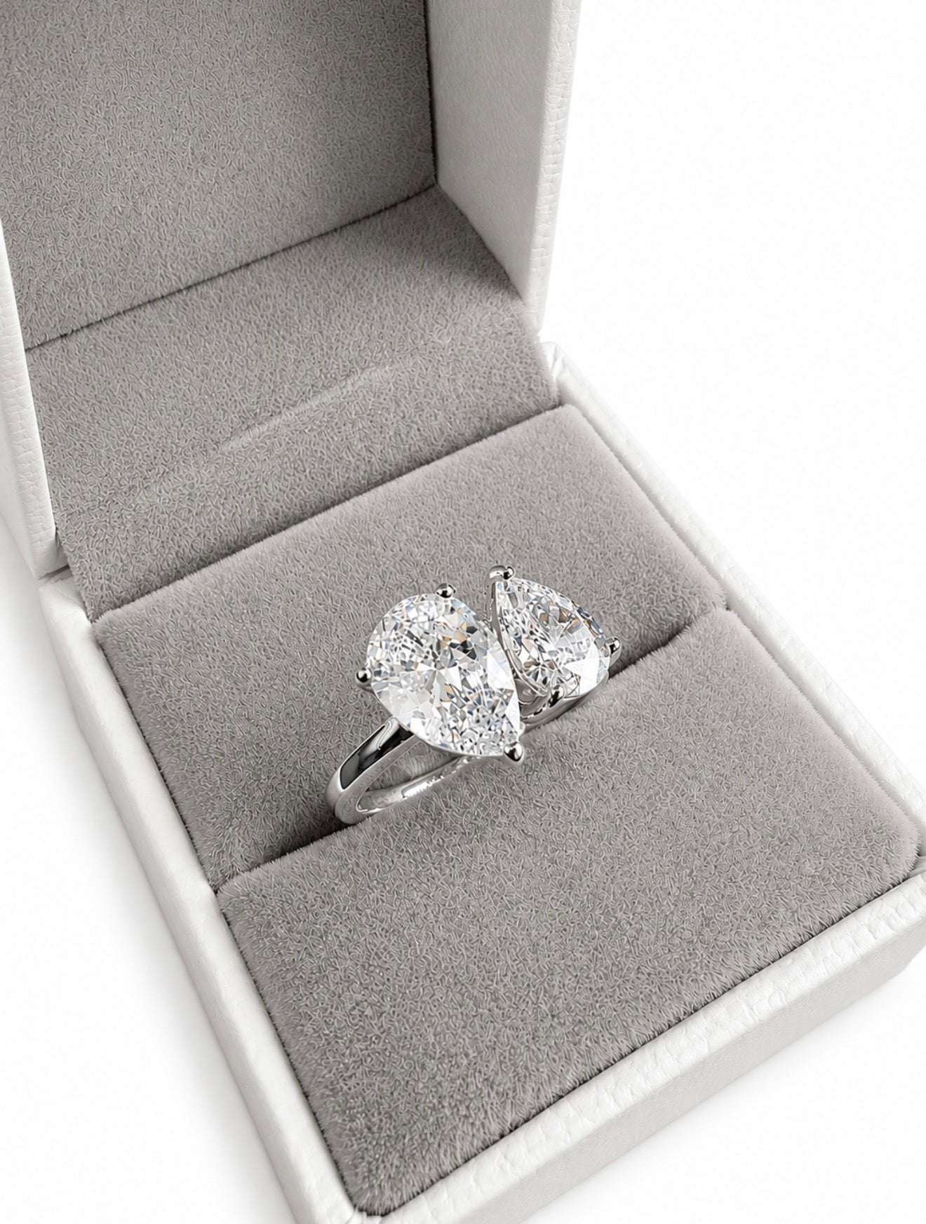 MIXED BAGUETTE & PEAR CUT 3CT ETERNITY RING 925 SILVER - 18K WHITE GOLD VERMEIL | FL-IF MOISSANITE