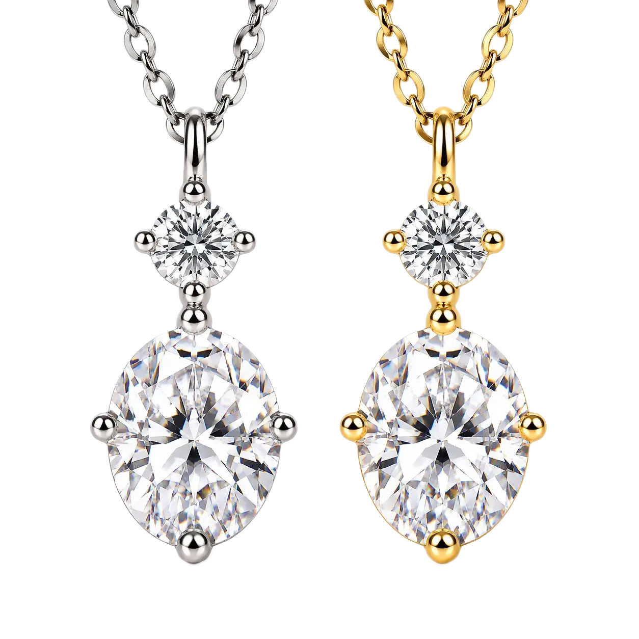 Gelati Celestial Oval Cut Diamond Necklace | VVS1 Lab Moissanite Diamond | 18K Vermeil Gold | 925 Sterling Silver