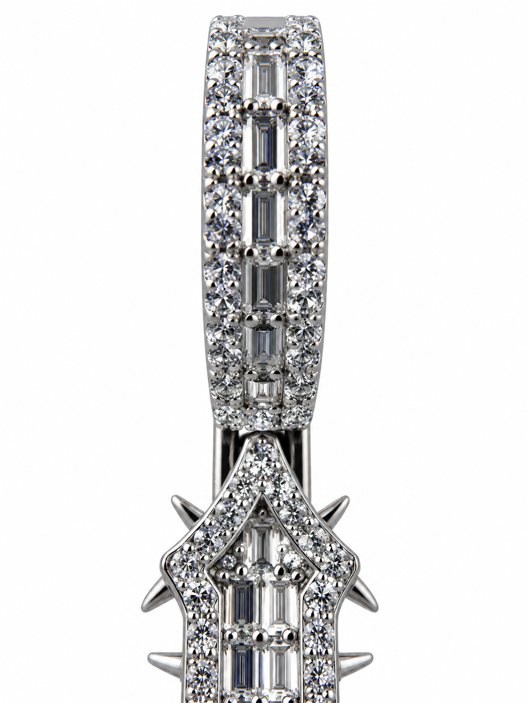 GELATI LIMITED | DEATHBRINGER SPIKED DIAMOND CROSS - FL-IF Lab Moissanite | 925 Sterling Silver | 18K Vermeil Gold