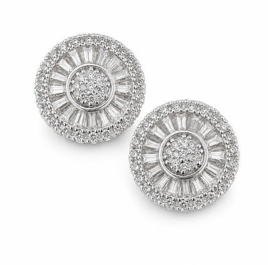 SOLAR HALO BAGUETTE EARRINGS – FL-IF MOISSANITE, 925 SILVER & 18K VERMEIL