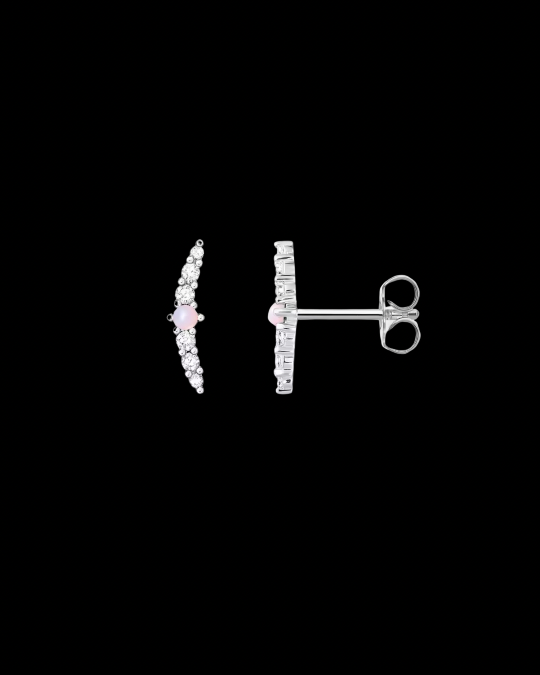Gelati' Pearl & Moon Shape  VVS1 Moissanite Diamond Earrings in 925 Silver