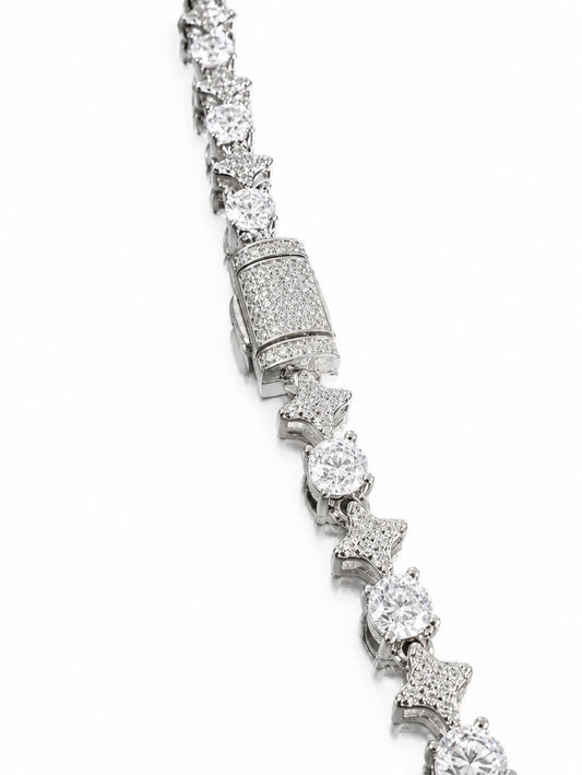 STARCHAIN TENNIS NECKLACE – FL–IF/CB MOISSANITE, 925 SILVER & TITANIUM – 14K VERMEIL