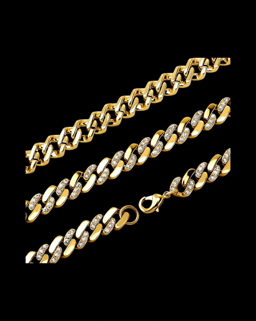 Gelati's Hybrid Carbon Diamonds Two Tone Cuban Bracelet in Titanium & 18K Vermeil Gold