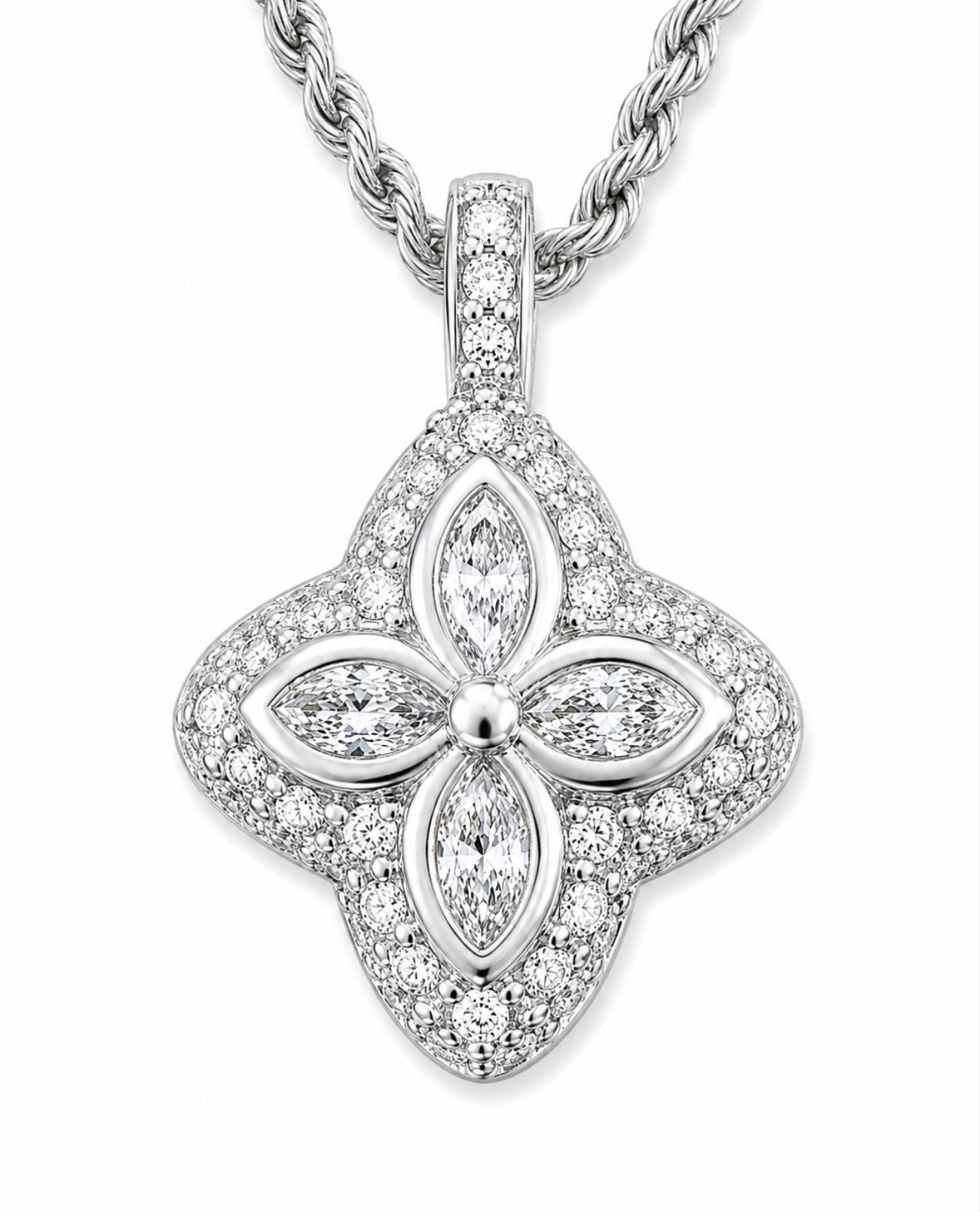 HCD Diamond MARQUISE CLOVER PENDANT – STEEL & 18K VERMEIL GOLD
