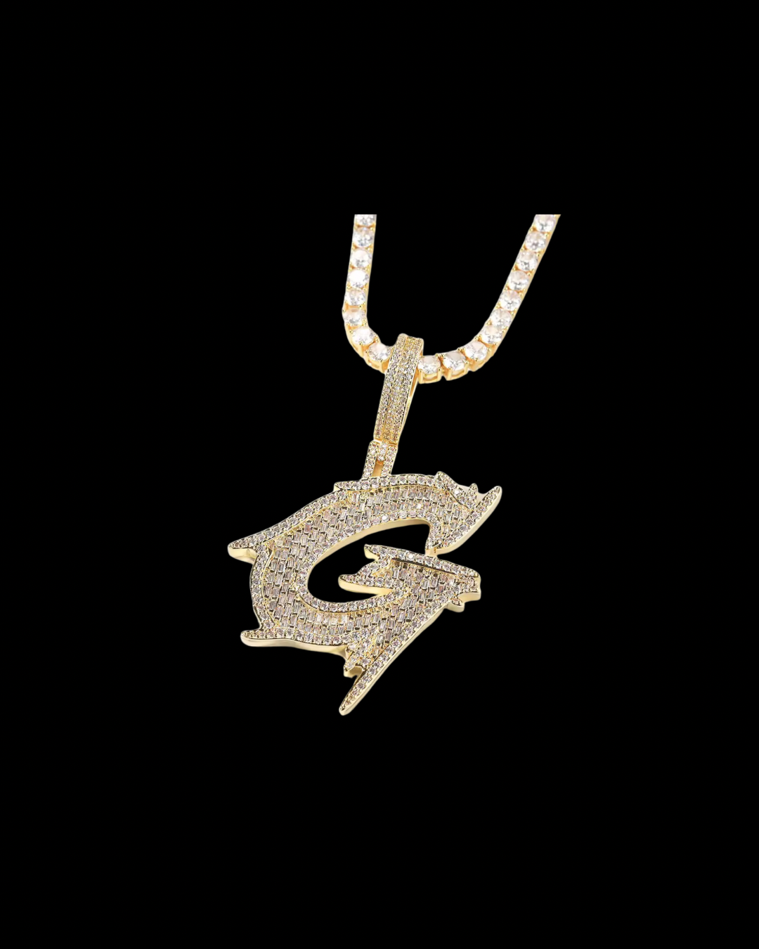 Gelati Custom Spiked Frame Diamond Pendant in Solid Titanium & 18k Vermeil Gold + Free 925 Silver Rope Chain