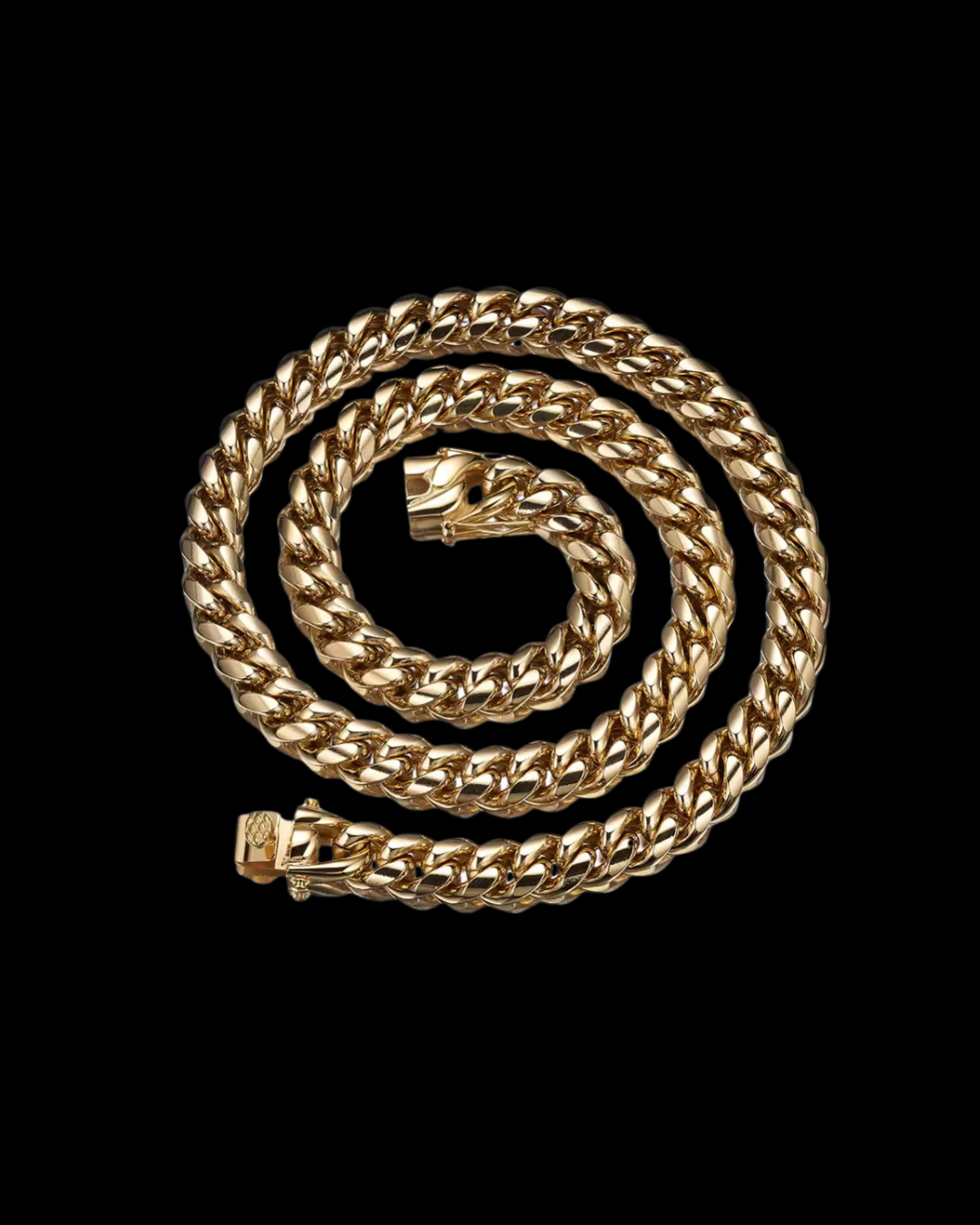 Gelati's 8MM Plain Lobster Lock 18k Vermeil Gold & Solid Titanium Miami Curb Cuban Chain