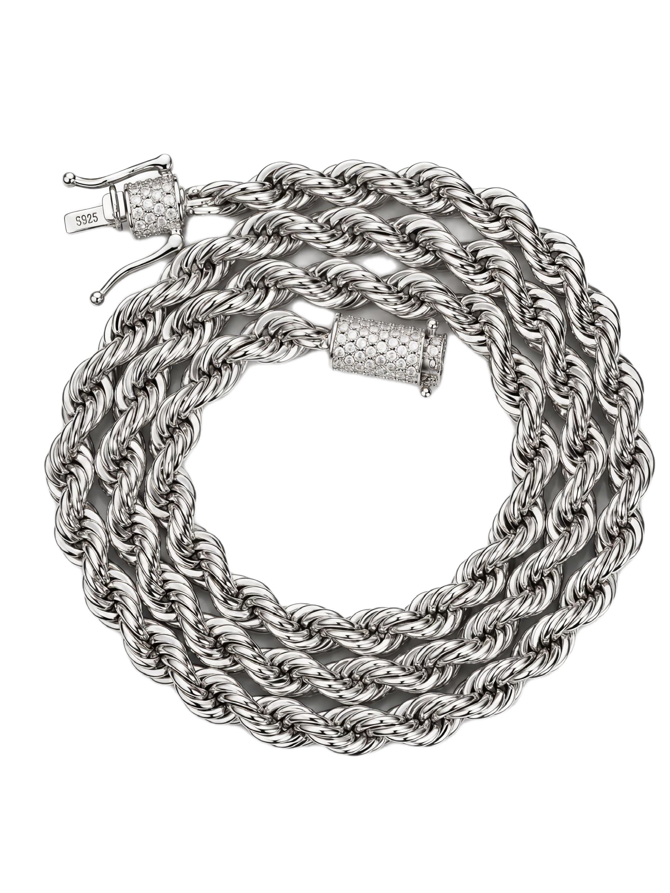 GELATI VVS1- D-VVS1 LAB MOISSANITE DIAMOND LOCK ROPE CHAIN NECKLACE |925 Silver|Titanium & 18K Vermeil GOLD