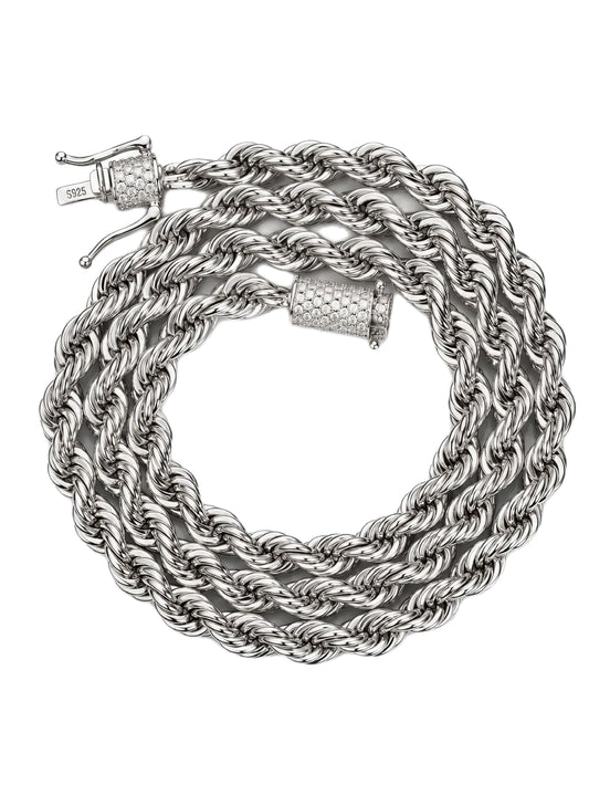 GELATI VVS1- D-VVS1 LAB MOISSANITE DIAMOND LOCK ROPE CHAIN NECKLACE |925 Silver|Titanium & 18K Vermeil GOLD