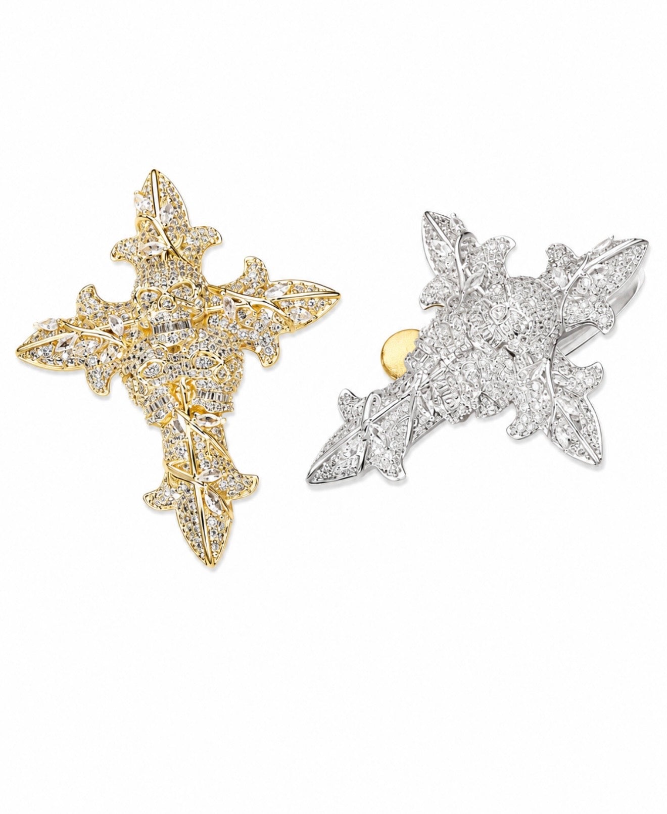 GELATI’S SKULL INFAMOUS DIAMOND CROSS IN STEEL & 18K VERMEIL INSERTS & MICRO PAVE HCD Diamonds