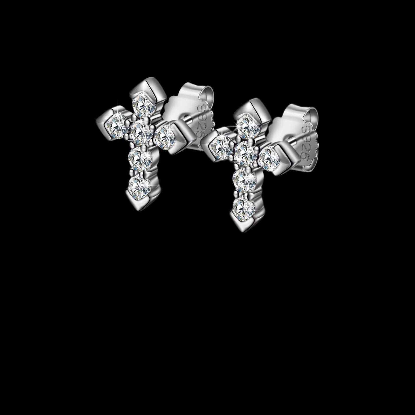 Gelati's Diamond Cross Earrings in 925 Sterling Silver & 18k Vermeil Gold