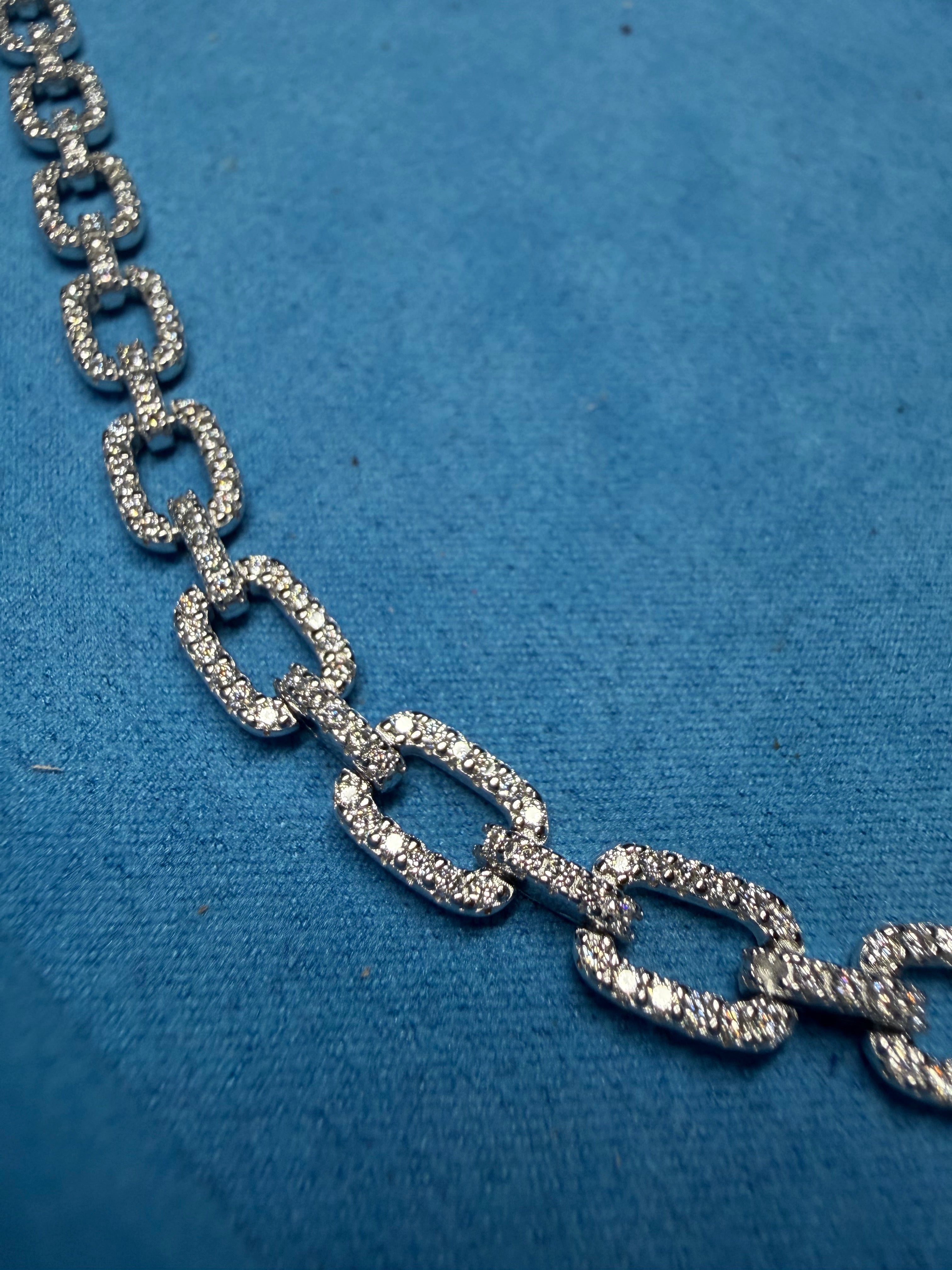 Gelati's Exclusive VVS1 Chain-Link Diamond Bracelet in 925 Silver & 18k Vermeil Gold