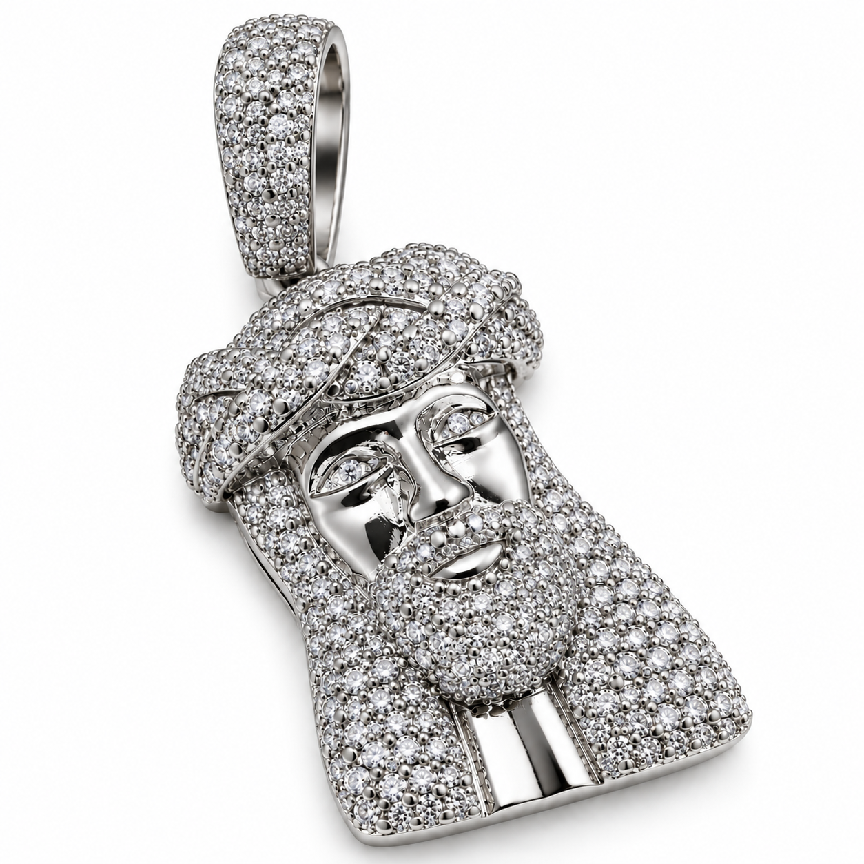 GELATI CLASSIC 925 SILVER JESUS PIECE |DVVS1 MOISSANITE DIAMOND PENDANT NECKLACE