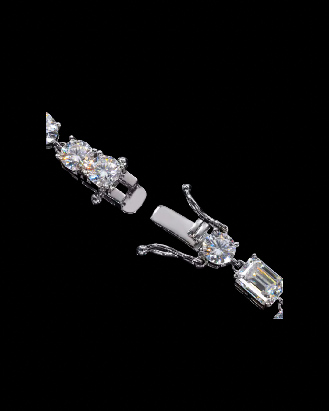 Gelati's Bespoke Multi Cut VVS1 Diamond Pear & Baguette Cut Tennis Bracelet in 925 Silver & 18k Vermeil Gold