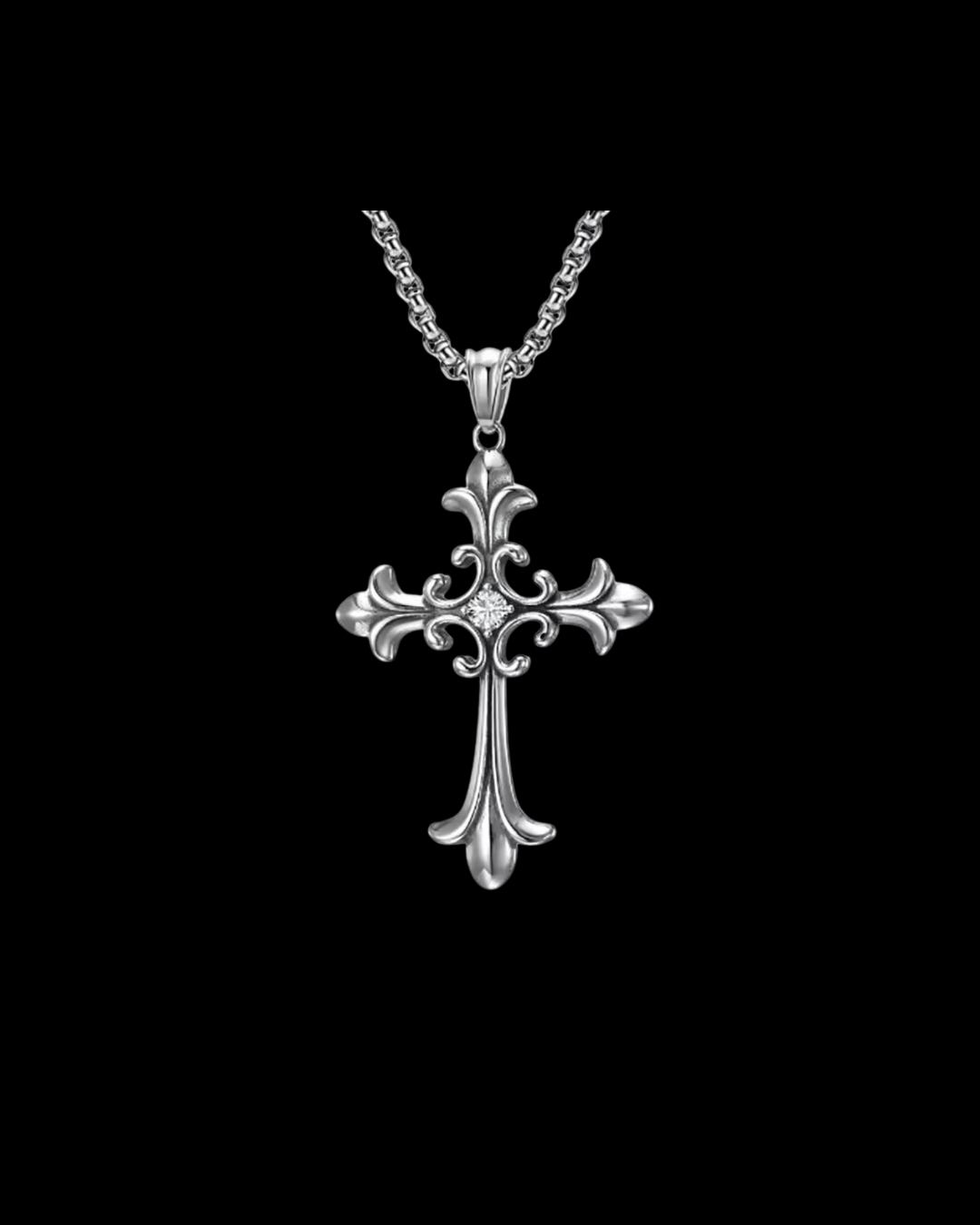 Gelati's Dark Chrome Carbon Diamond & Sterling Silver Cross Pendant with 18k Vermeil Gold Accents
