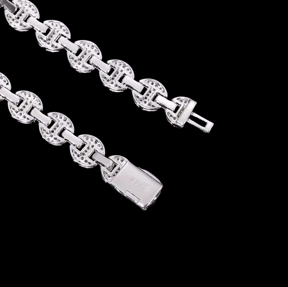 Gelati's 6MM Gucci Link VVS1 Diamond Bracelet in solid 925 Sterling Silver & 18k Vermeil Gold