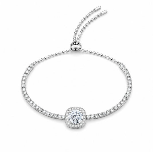 GELATI’S RESIZABLE VVS1 MOISSANITE DIAMOND SQUARE CUT TENNIS BRACELET IN 925 STERLING SILVER