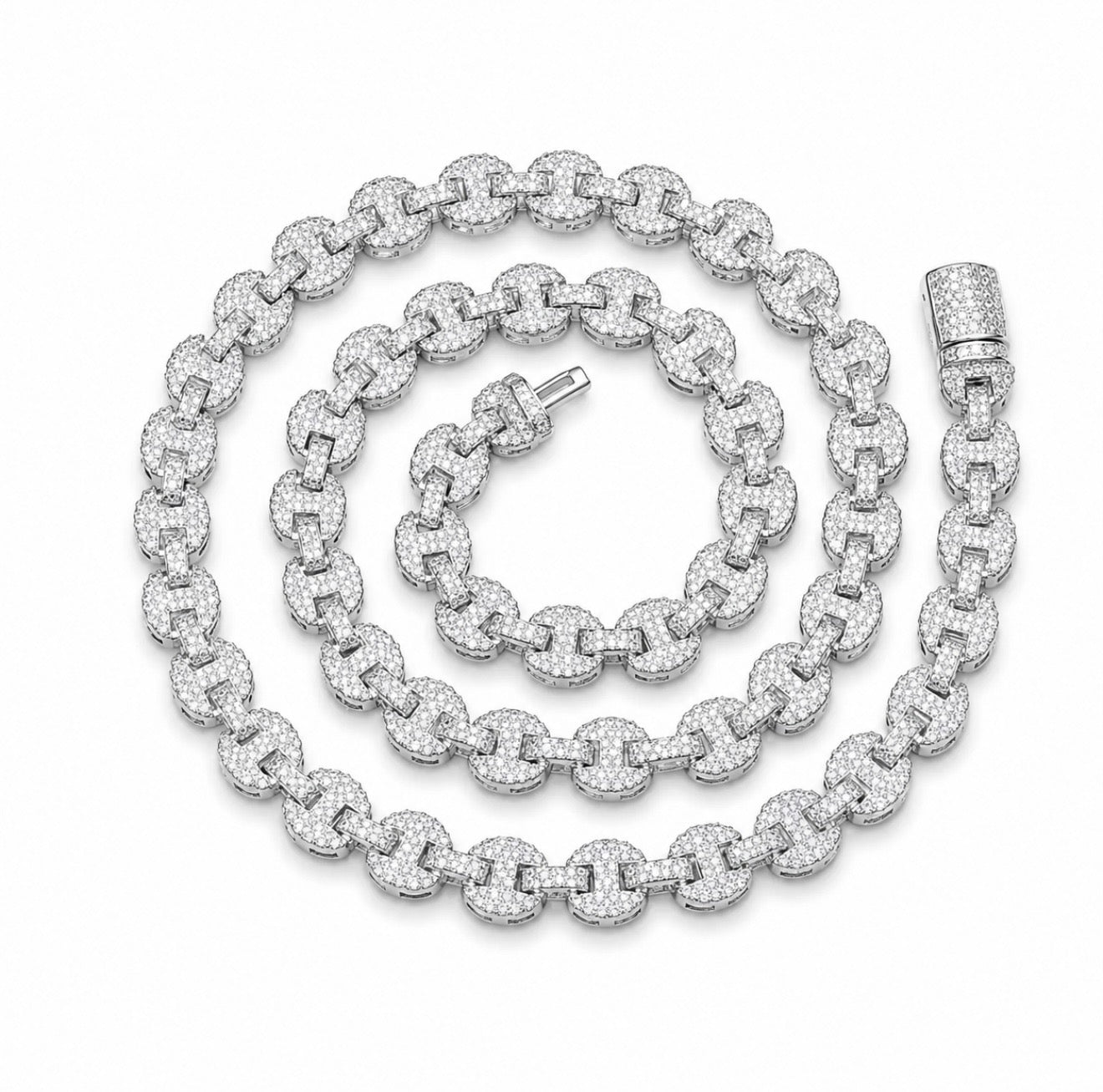 GUCCI LINK NECKLACE – 10CT FL–IF MOISSANITE, 925 SILVER & 18K VERMEIL