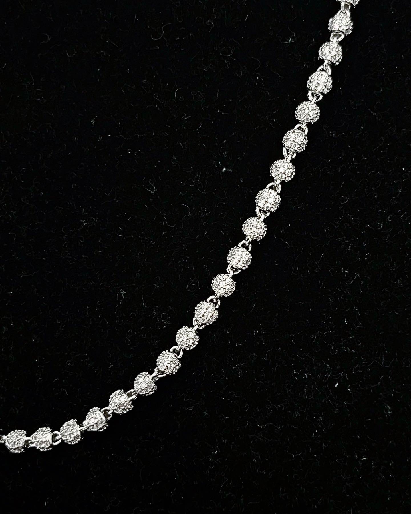 Gelati's 6MM Flawless Diamond Beads Link Chain in Sterling Silver & 18 K Vermeil White Gold
