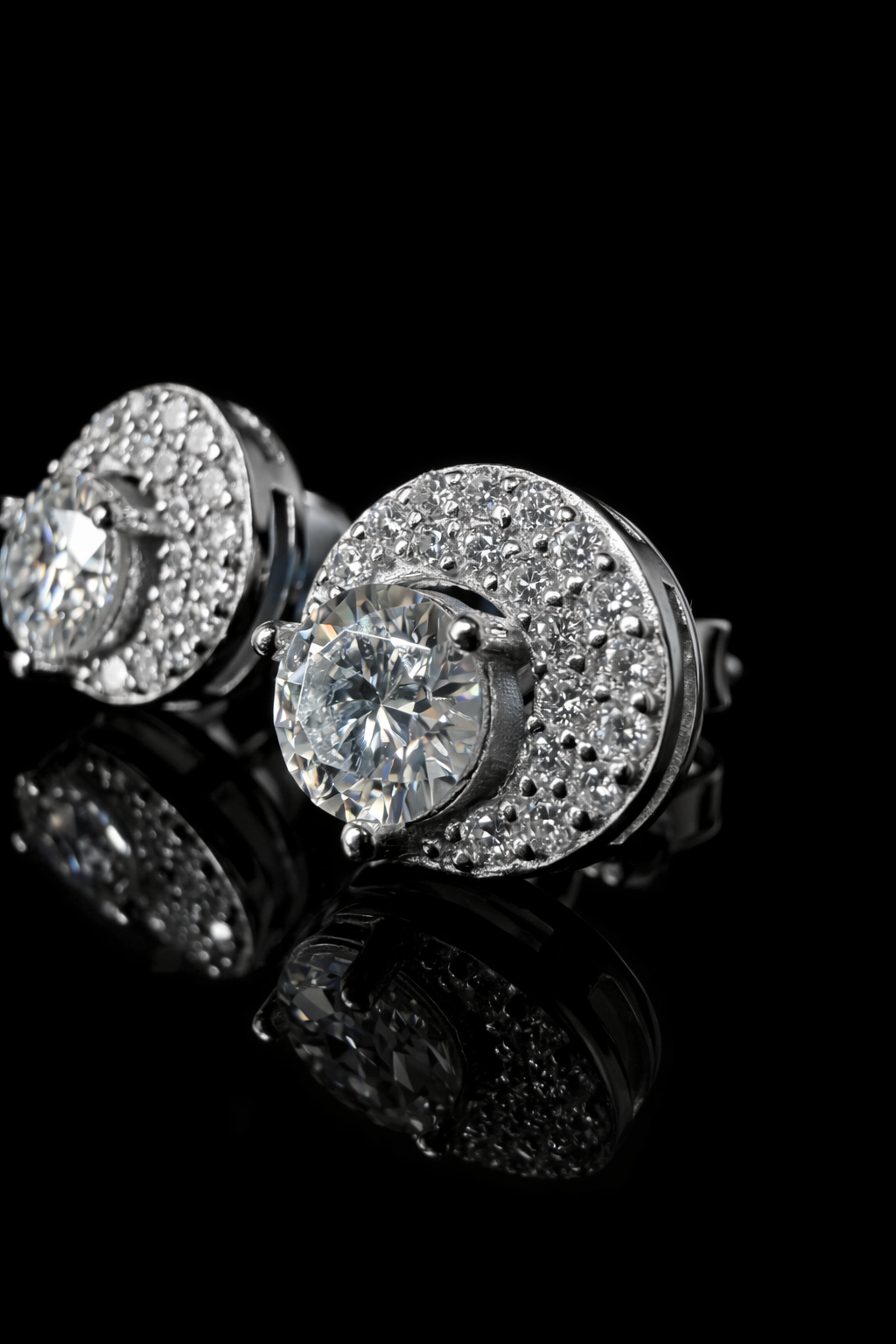 Half-Moon Earrings – FL-IF Moissanite, 925 Silver & 14K White Vermeil