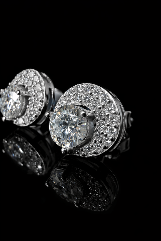 Half-Moon Earrings – FL-IF Moissanite, 925 Silver & 14K White Vermeil
