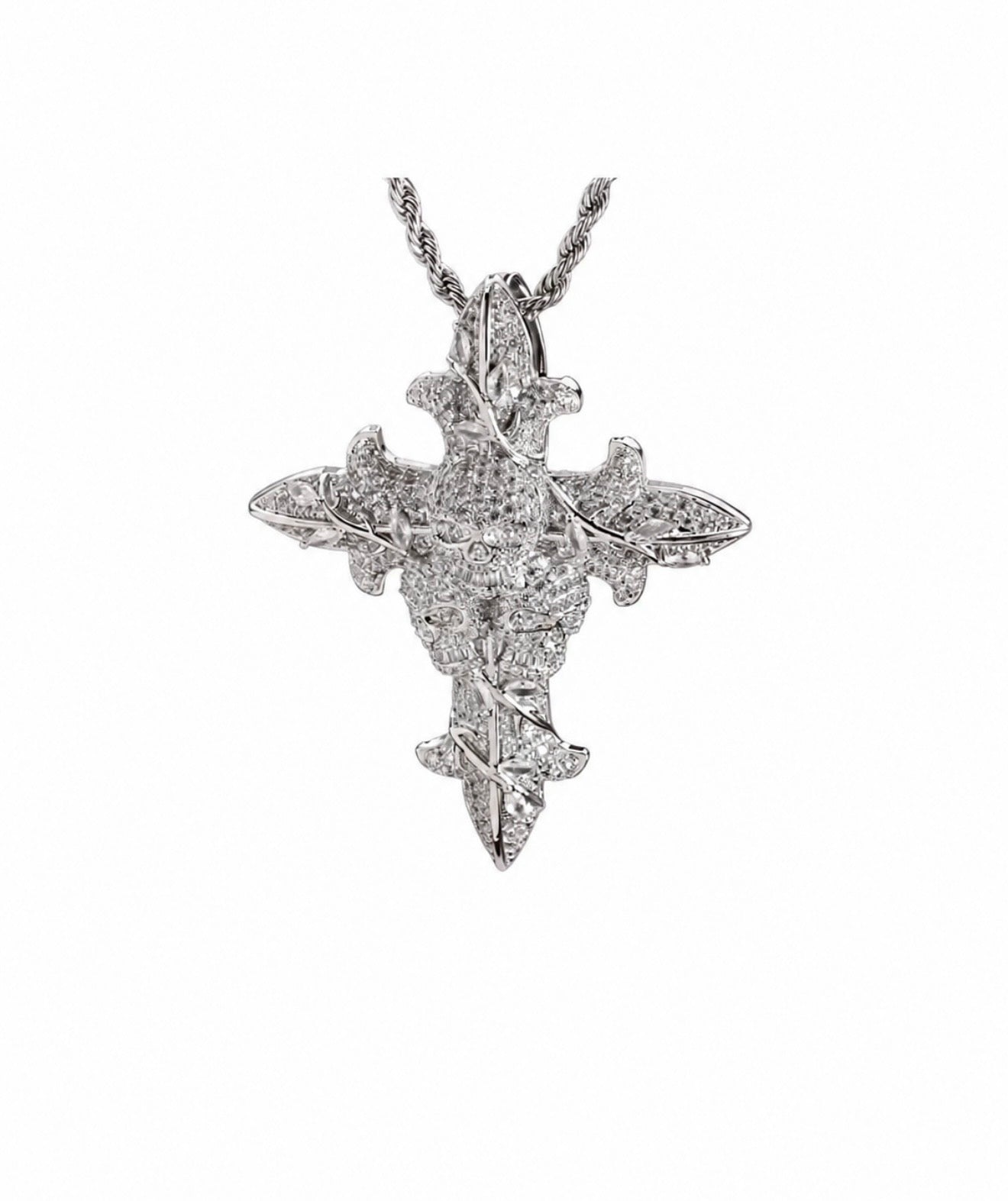 GELATI’S SKULL INFAMOUS DIAMOND CROSS IN STEEL & 18K VERMEIL INSERTS & MICRO PAVE HCD Diamonds