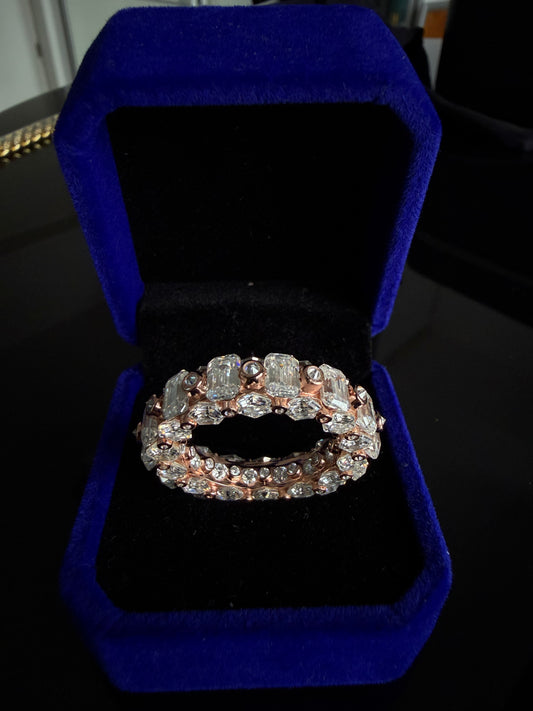 Gelati's "Apocalypse"  1 Of  1 Diamond Baguette & Hexagon Cut Hybrid Spiked Diamond Setting FL-IF Lab Moissanite & A Solid 925 Silver & 14k Rose Gold Frame